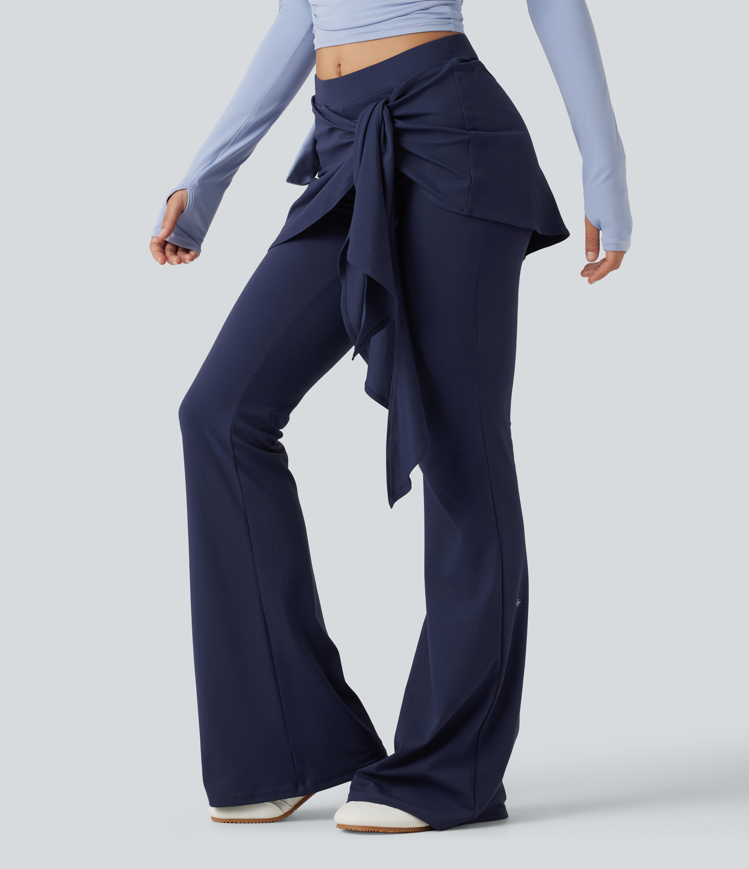 SoftlyZero™ Mid Rise Tie Front Flare Dance Leggings-UPF50+