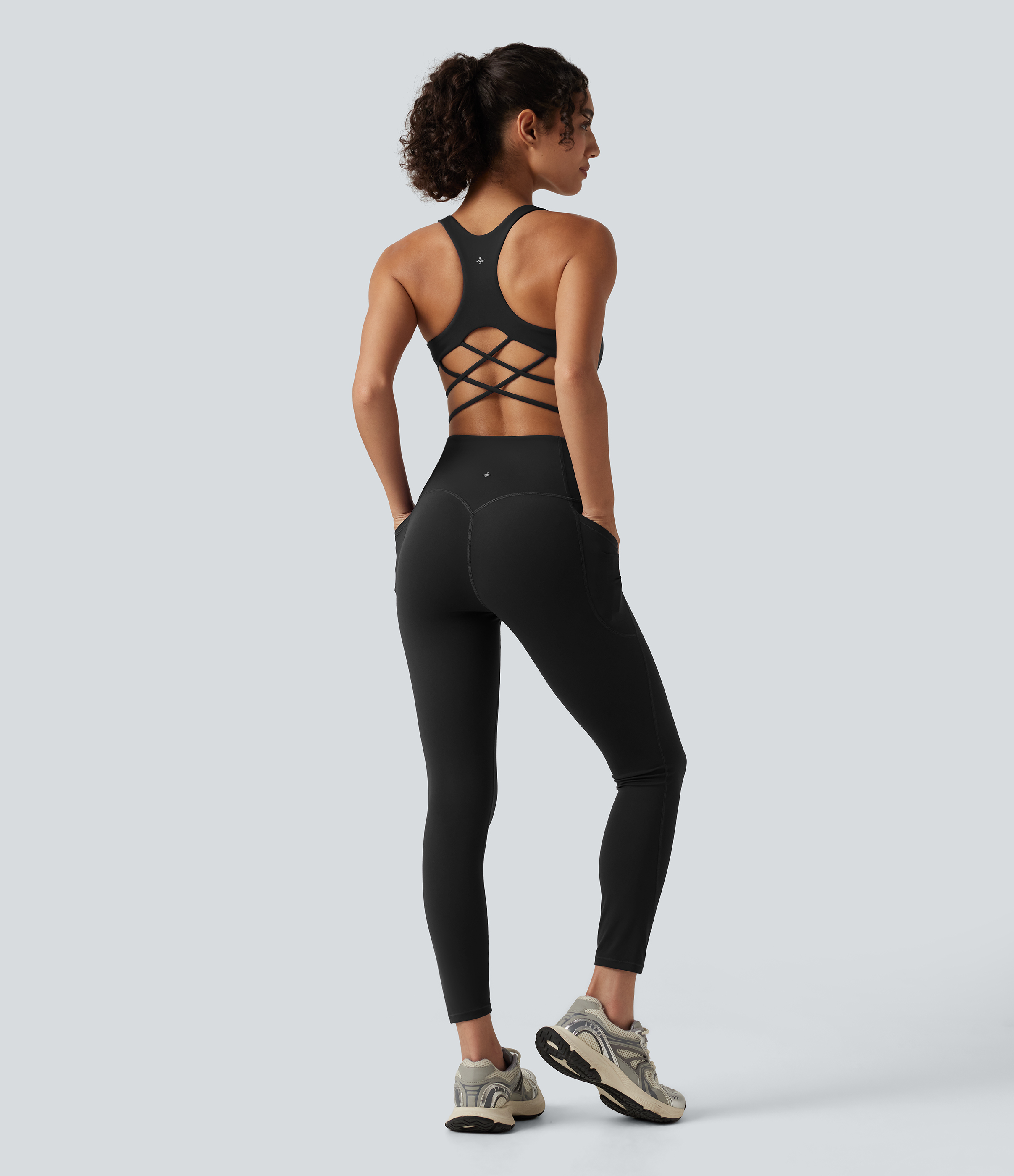 Halara UltraSculpt™ Built-in Bra Tummy Control Workout Jumpsuit with Pockets-Easy Peezy Edition