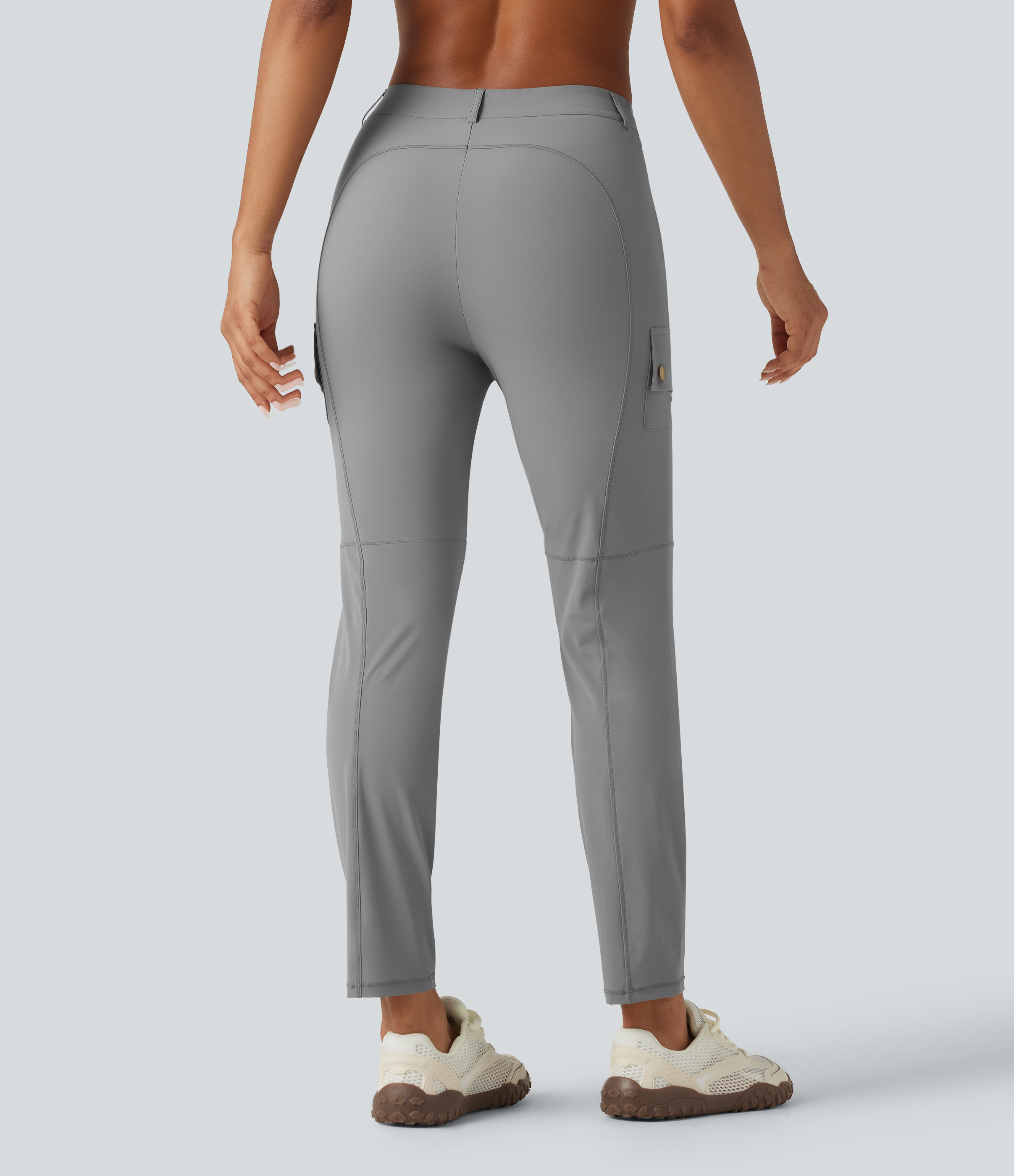 Gray Flannel High Waisted Solid InstantCool Skinny Hiking Cargo Pants with Pockets / 2