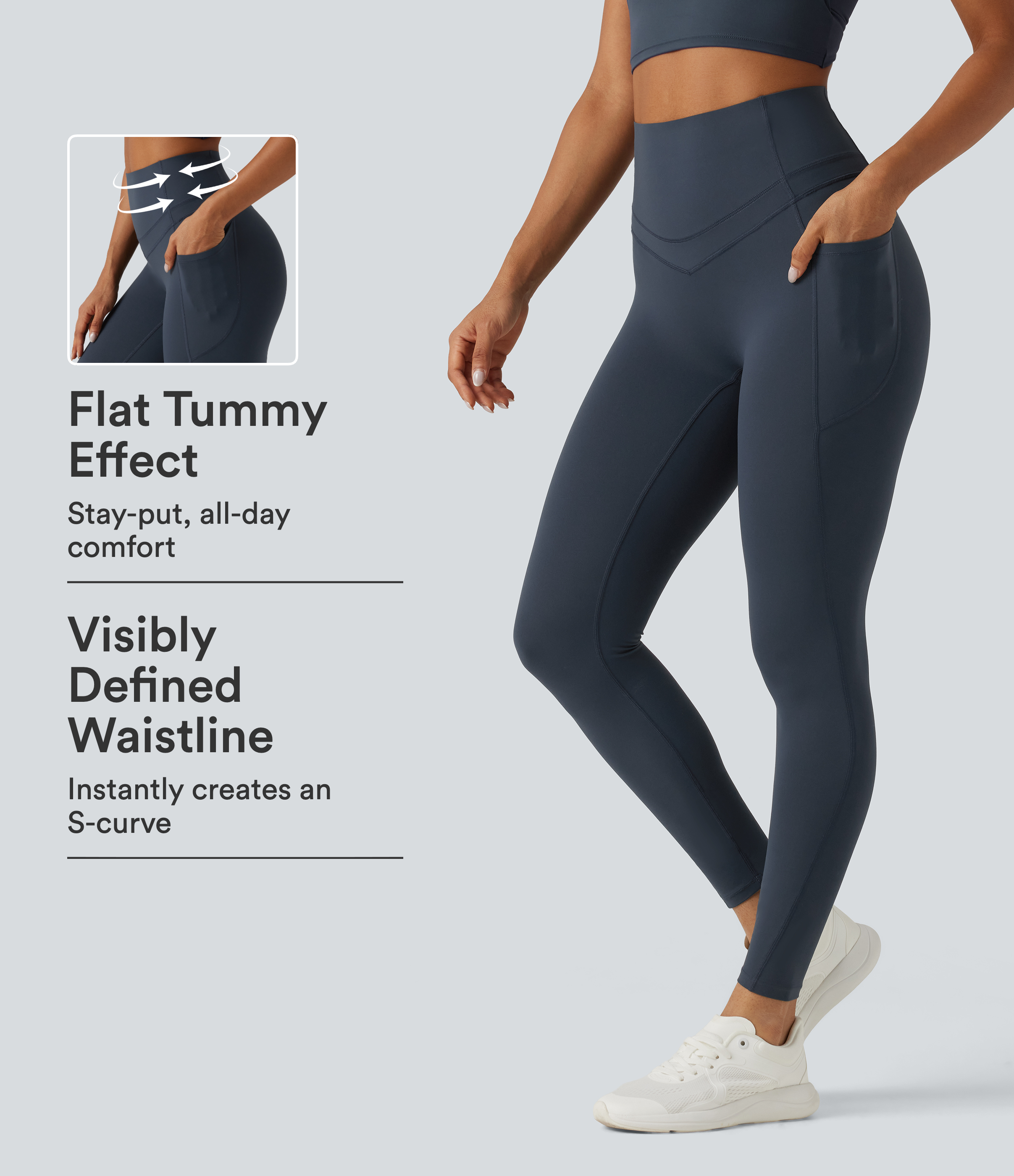 Halara UltraSculpt™ - Formende Yoga-Leggings mit hohem Bund, Seitentaschen und Bauchkontrolle