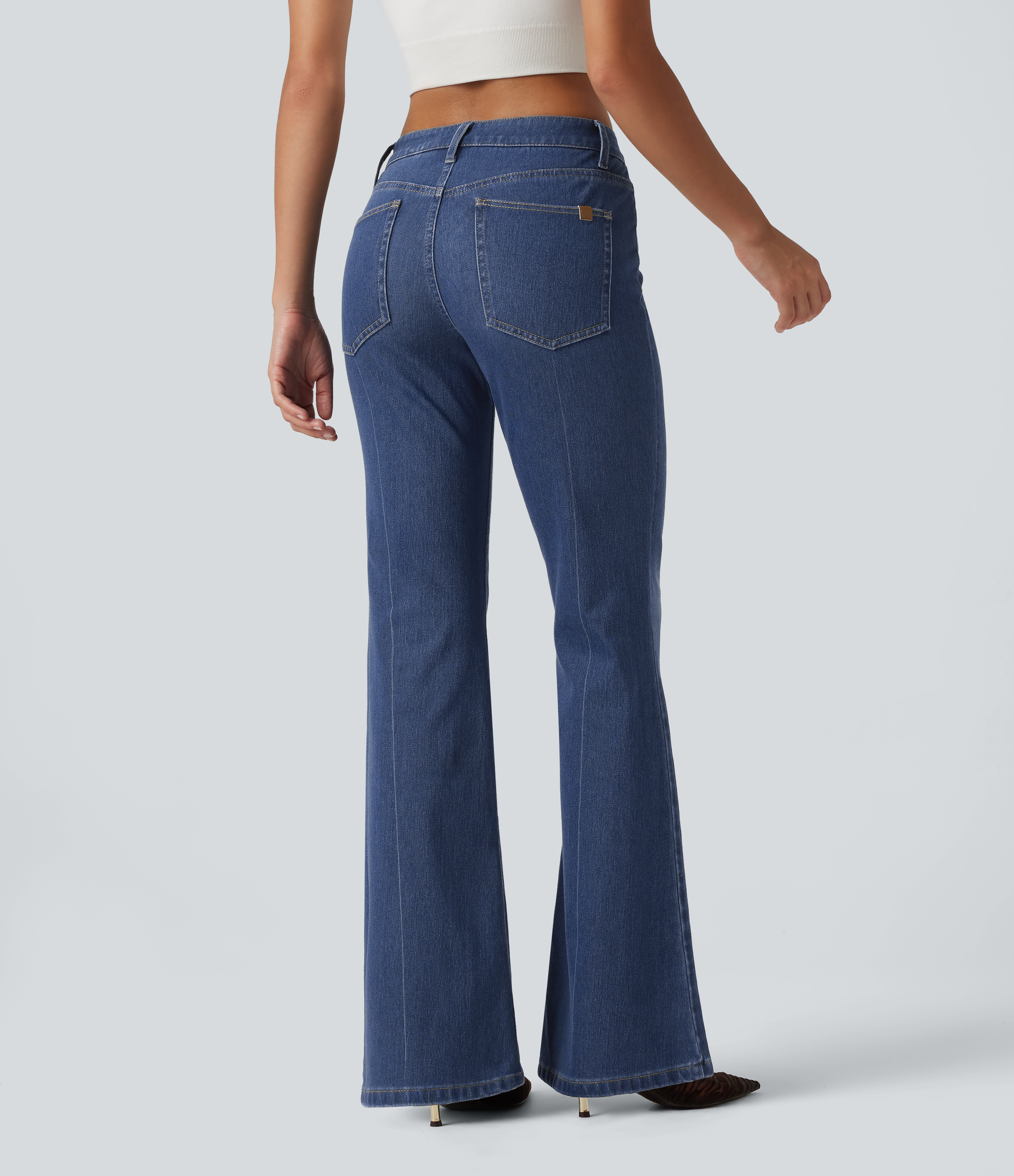 Tide Blue Denim Halara Flex™ Low Rise Flare Casual Jeans with Pockets / 2