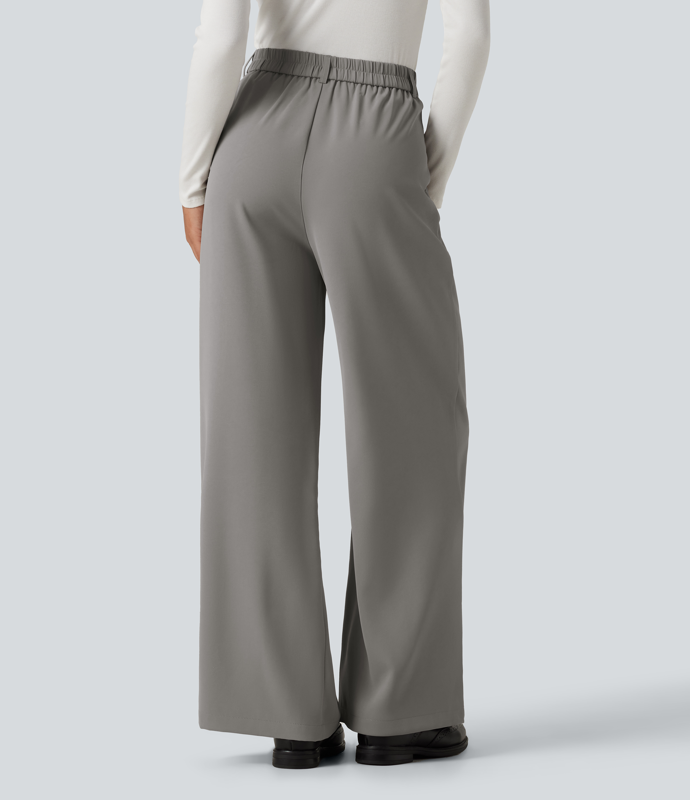 Debonair Gray Baggy pracovní kalhoty s vysokým pasem, širokými nohavicemi a kapsami / 2