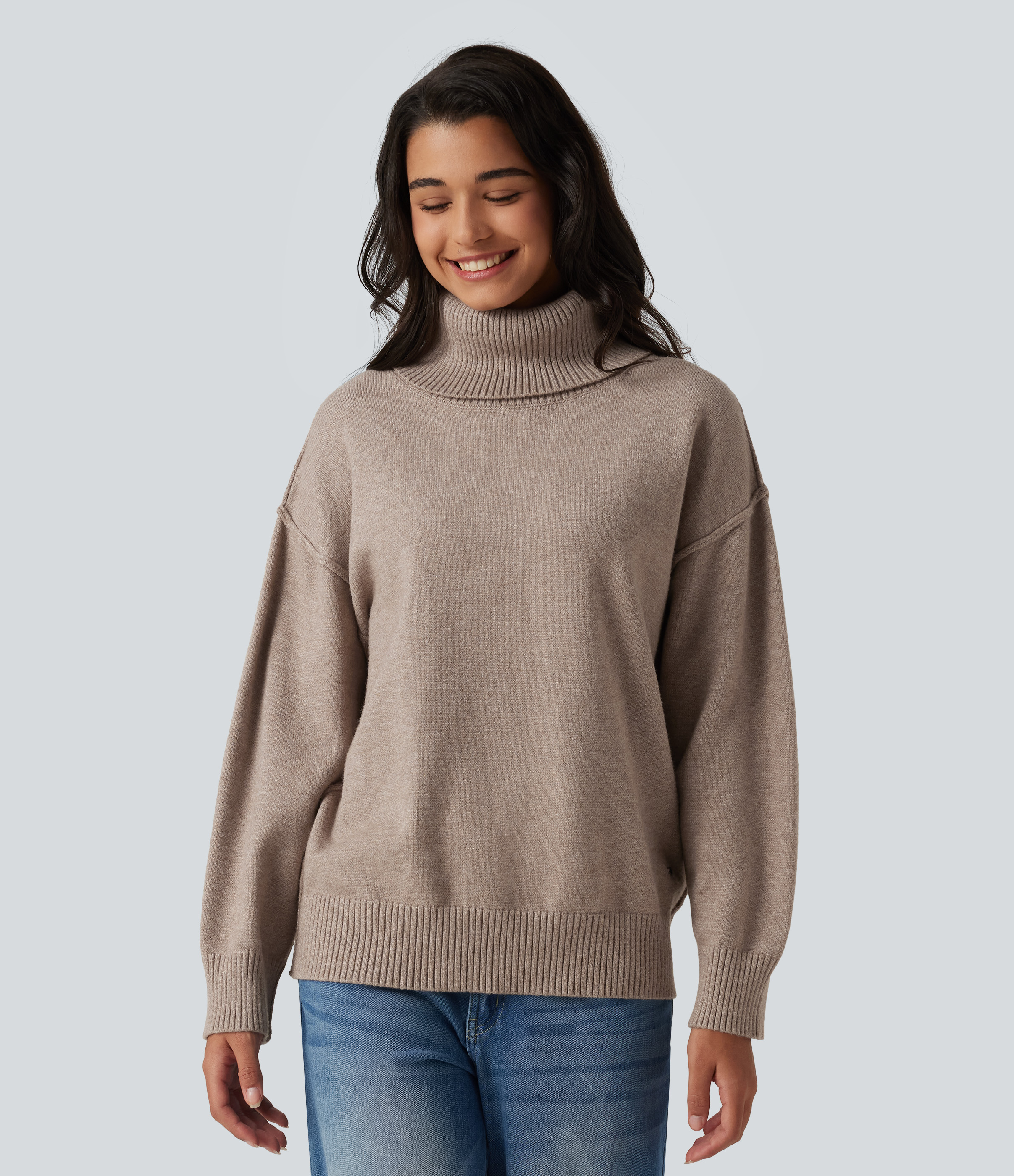 High Neck Long Sleeve Casual Sweater