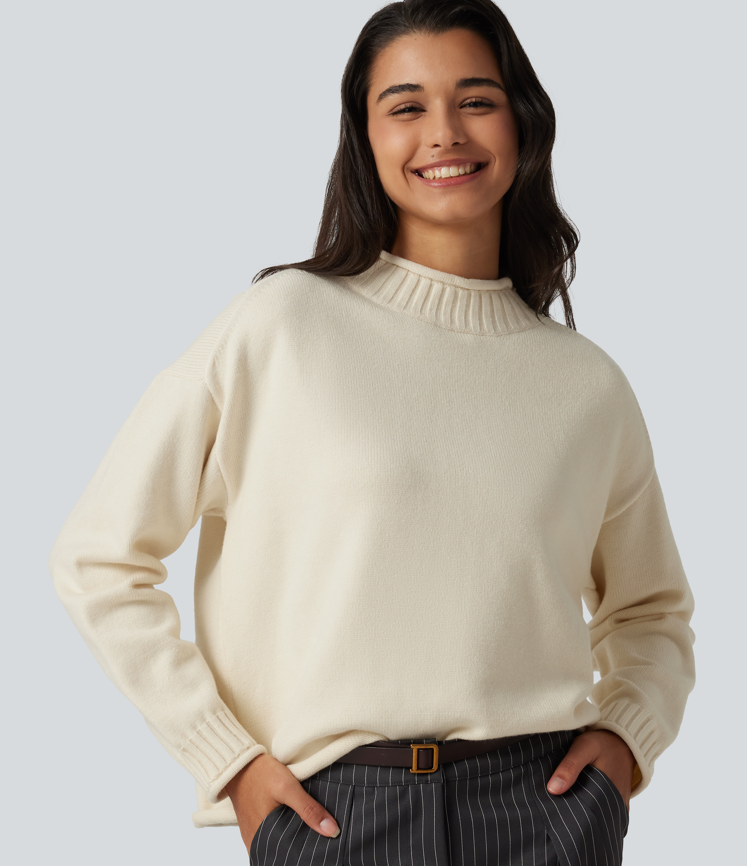 Mock Neck Long Sleeve Work Sweater