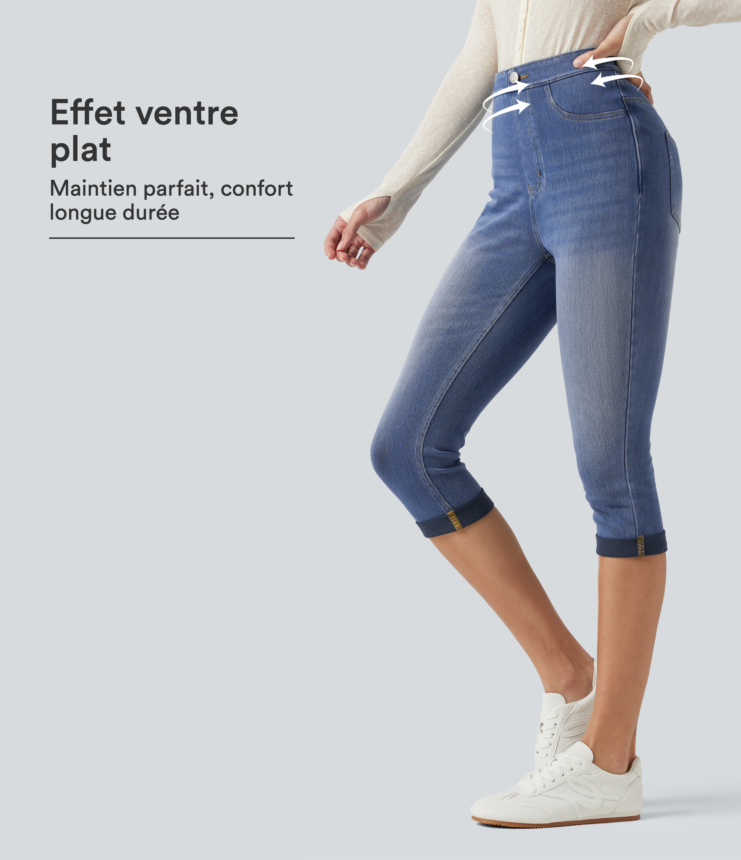 Legging capri Halara Flex™ taille haute gainant effet denim avec poches