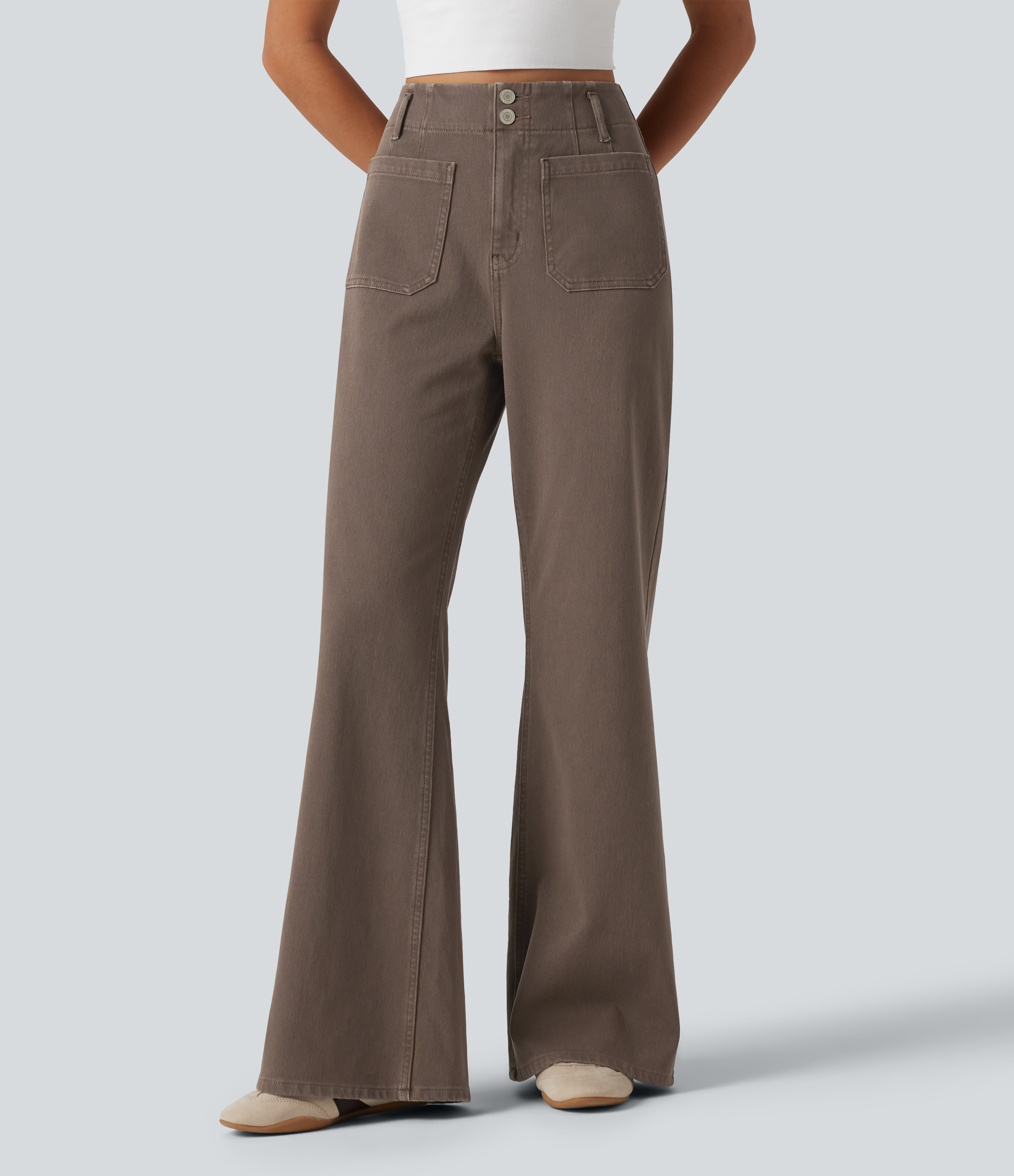 Halara Flex™ High Waisted Flare Colorful Casual Jeans with Pockets