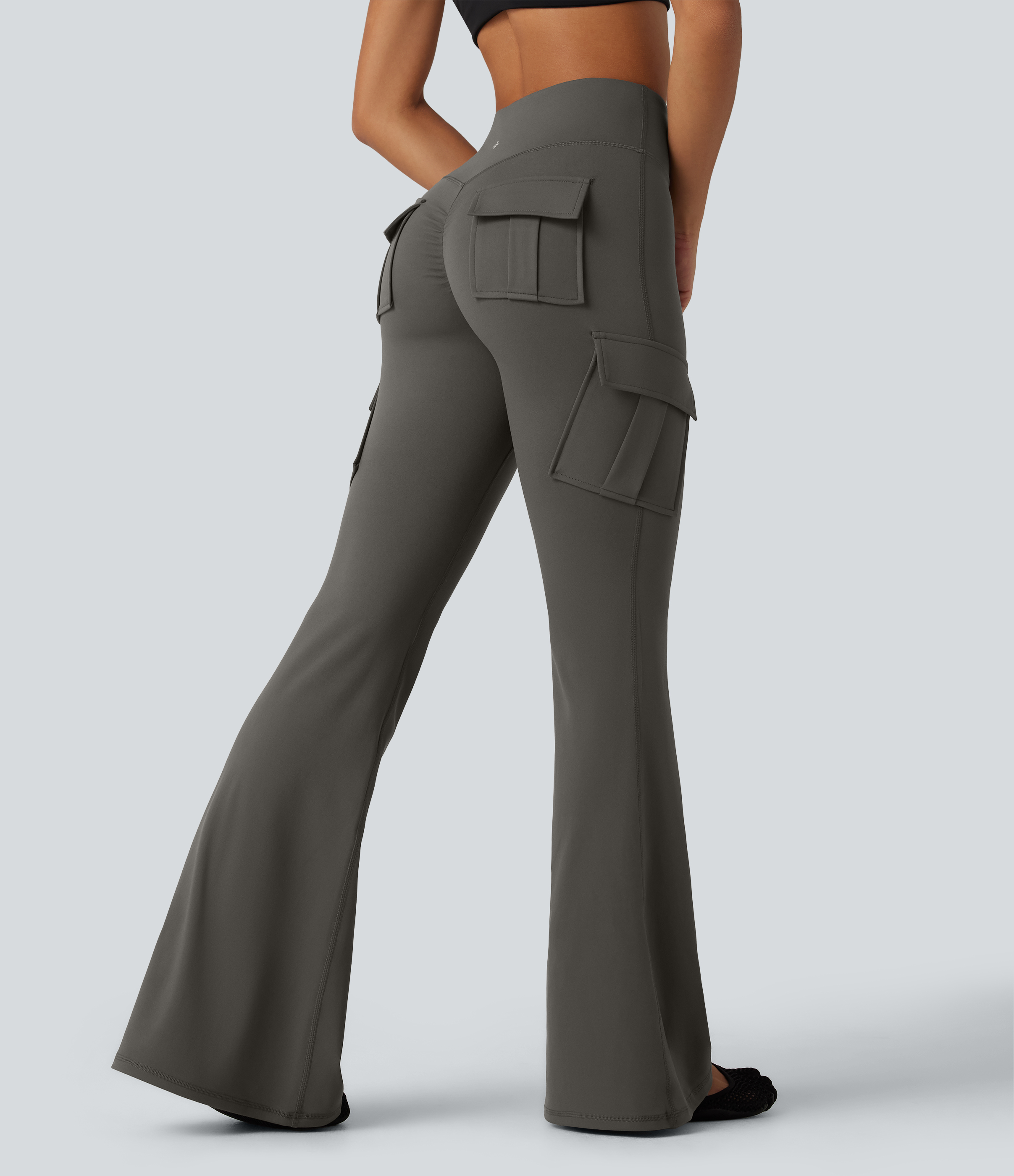DayStretch High Waisted Flare Cargo Skinny Yoga Pants with Pockets