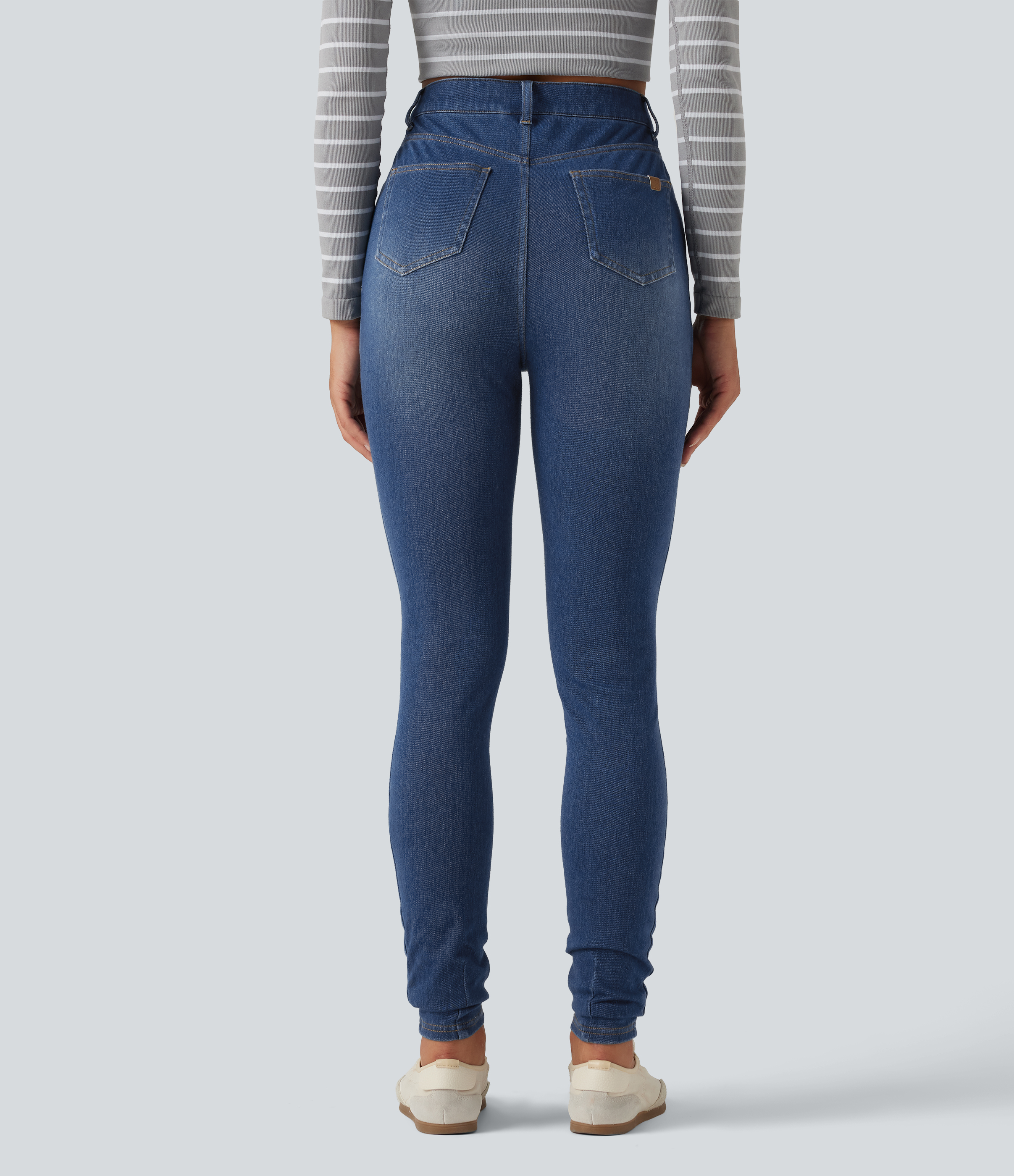 Estate Blue Denim Halara Flex™ jean skinny décontracté taille haute avec poches / 2