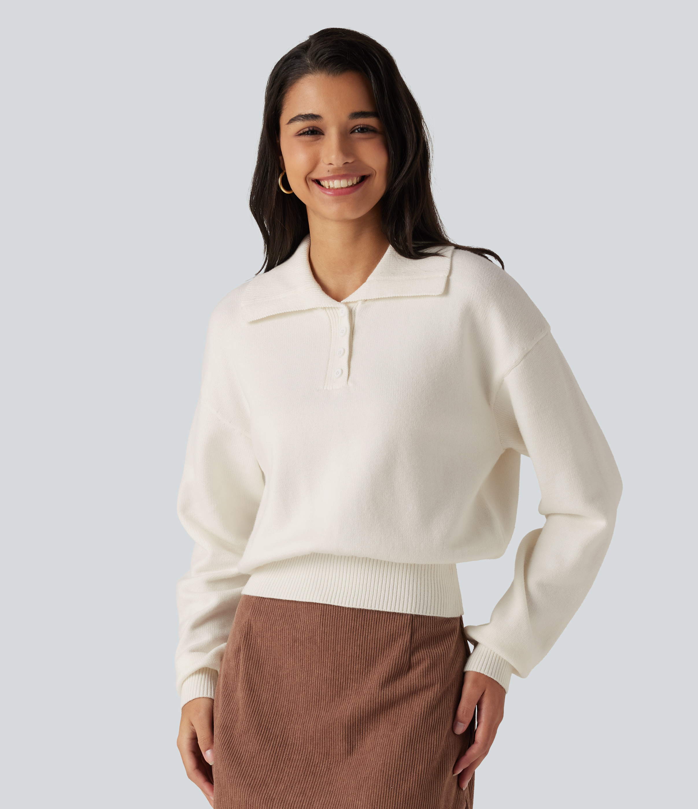 Collared Half Zip Long Sleeve Work Sweater