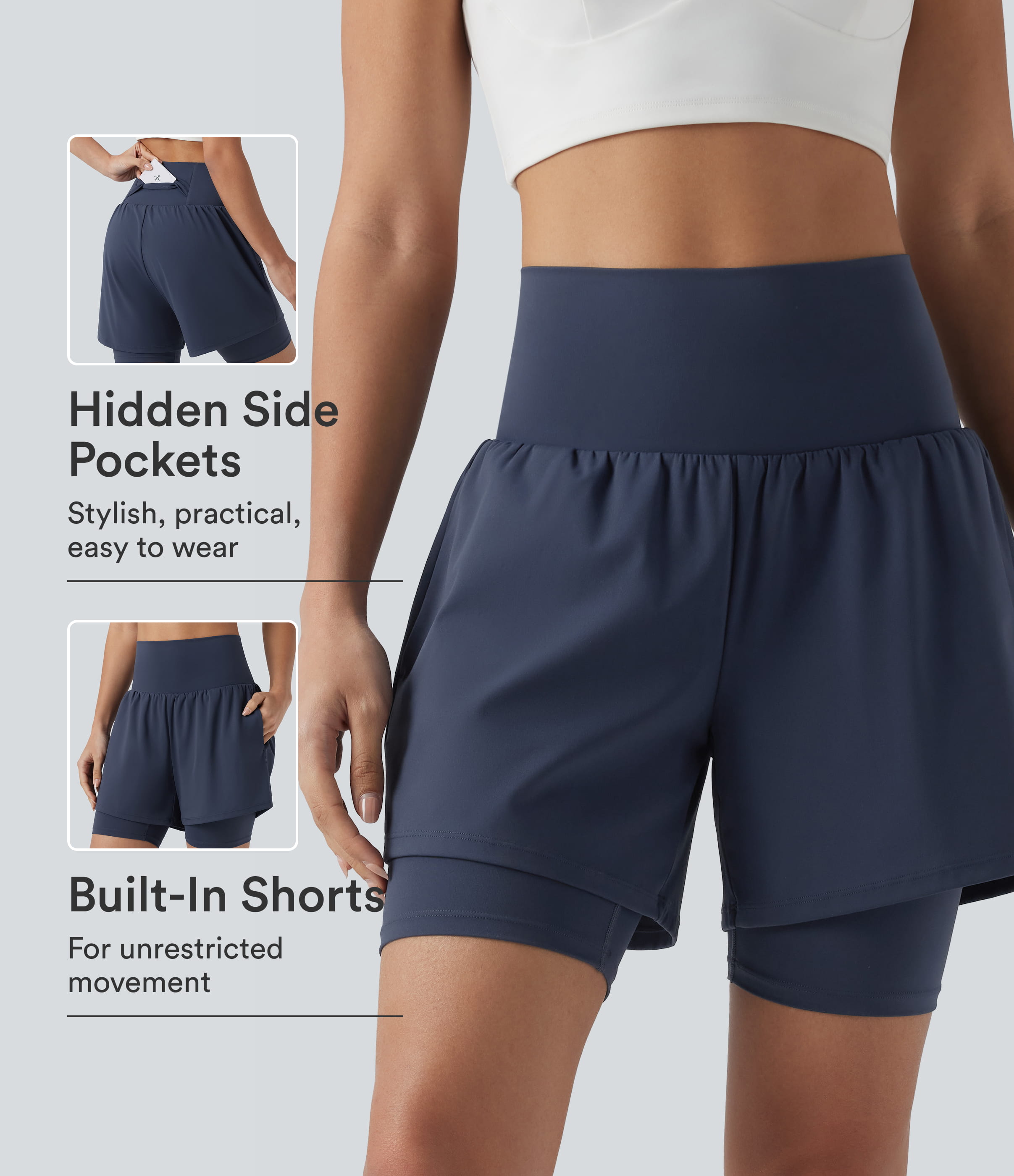SoftlyZero™ Airy Super High Waisted 2-in-1 InstantCool Yoga Shorts 7'' with Pockets