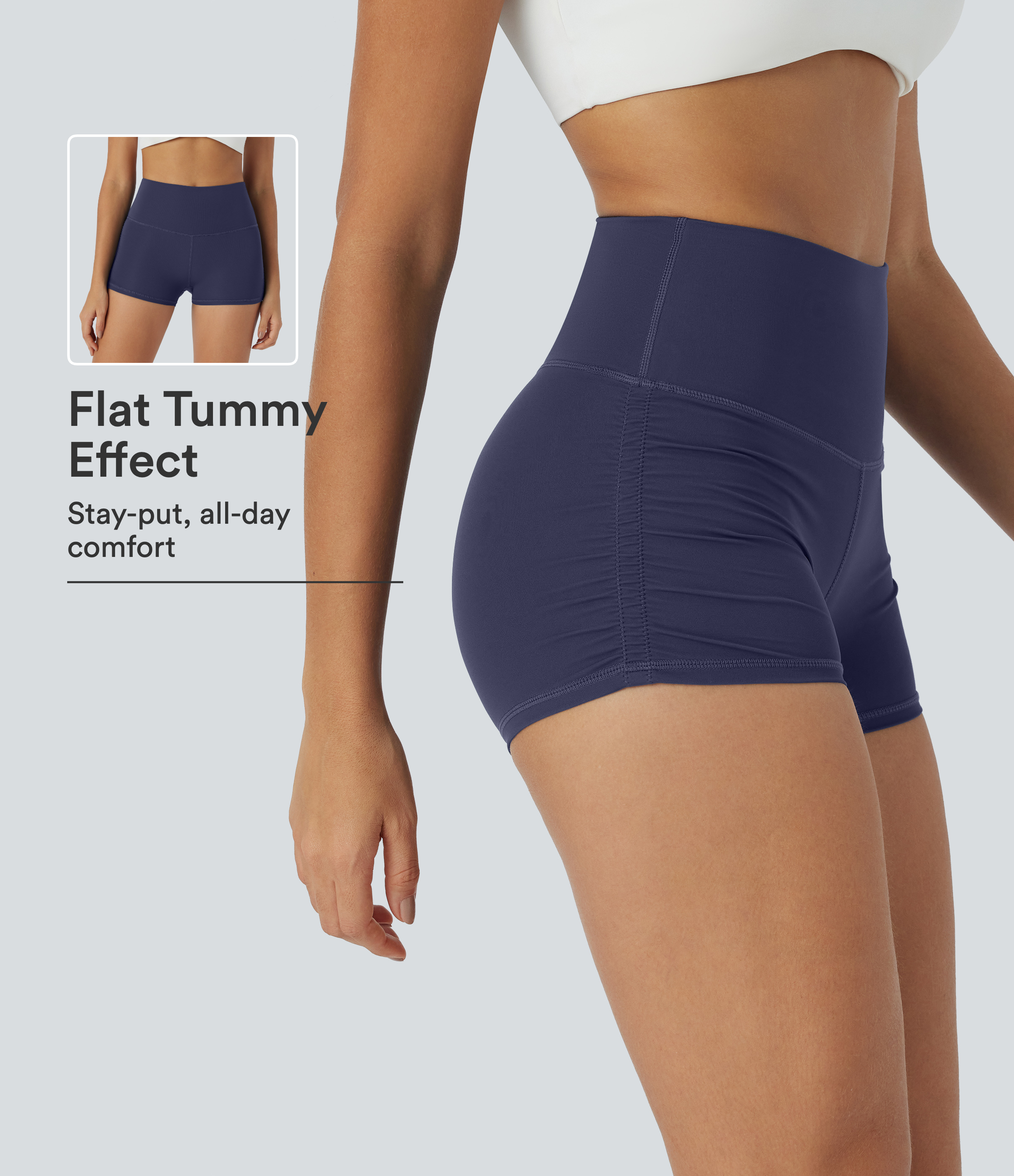 SoftlyZero™ QuickDry High Waisted Tummy Control Ruched Running Biker Shorts 2.5''