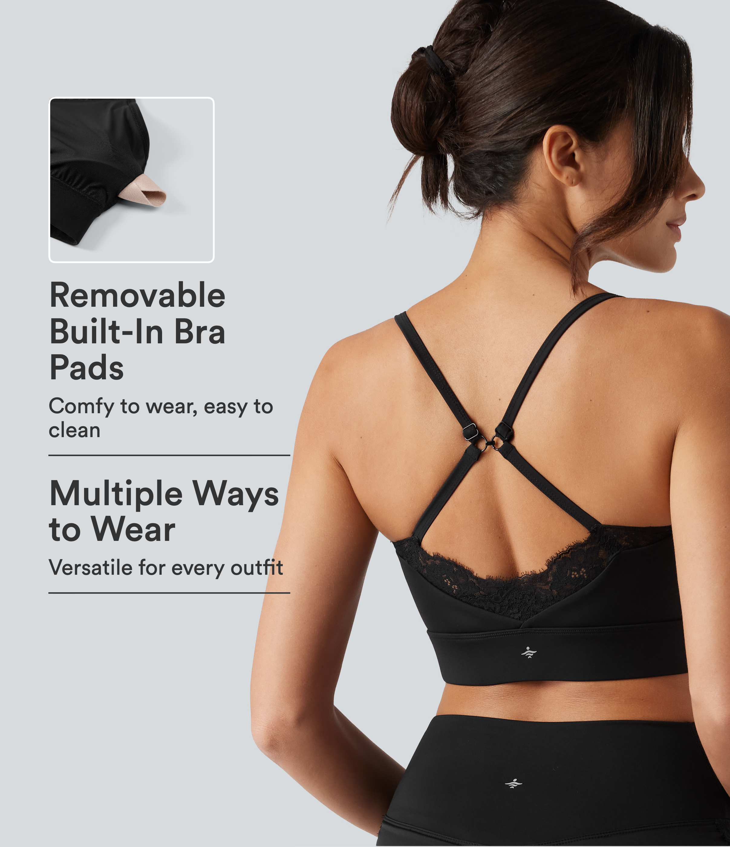 SoftlyZero™ Airy Light Support Sweetheart Neck Contrast Lace Built-in Bra InstantCool Workout Sports Bra-UPF50+