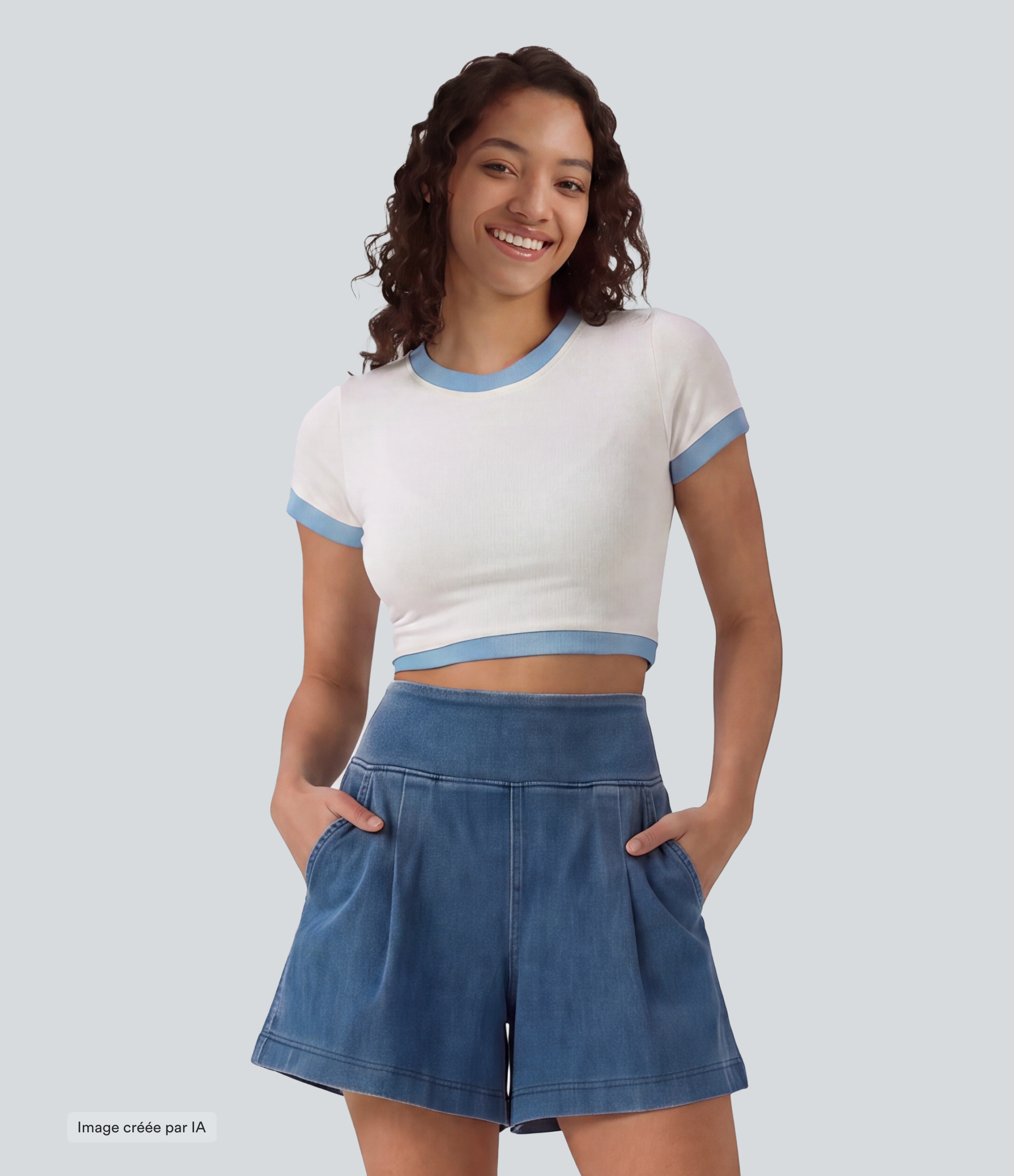 Short en jean ample Halara Flex™ taille haute décontracté avec poches