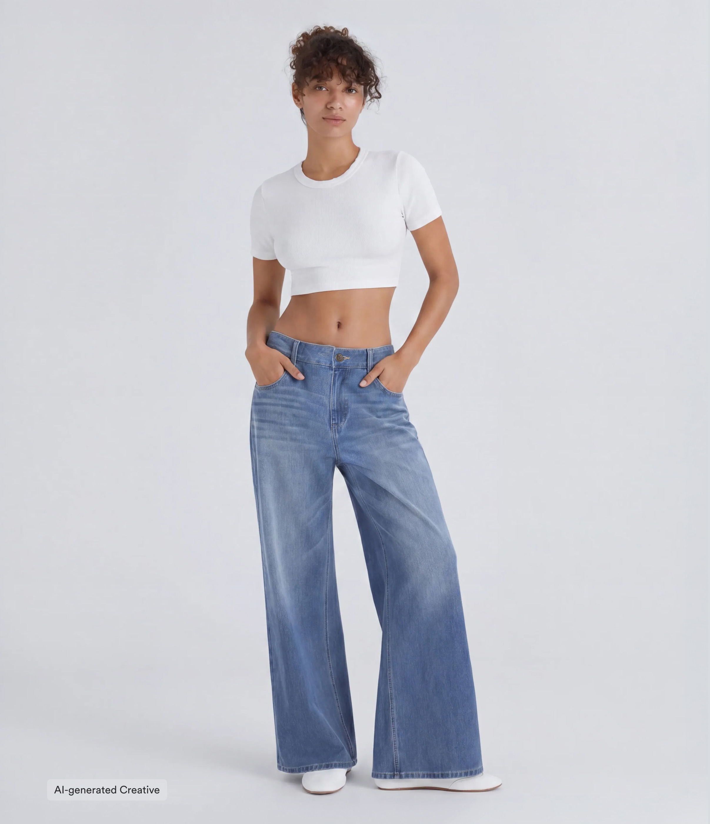 Halara Flex™ Low Rise Zipper Pockets Washed Baggy Wide Leg Casual Jeans