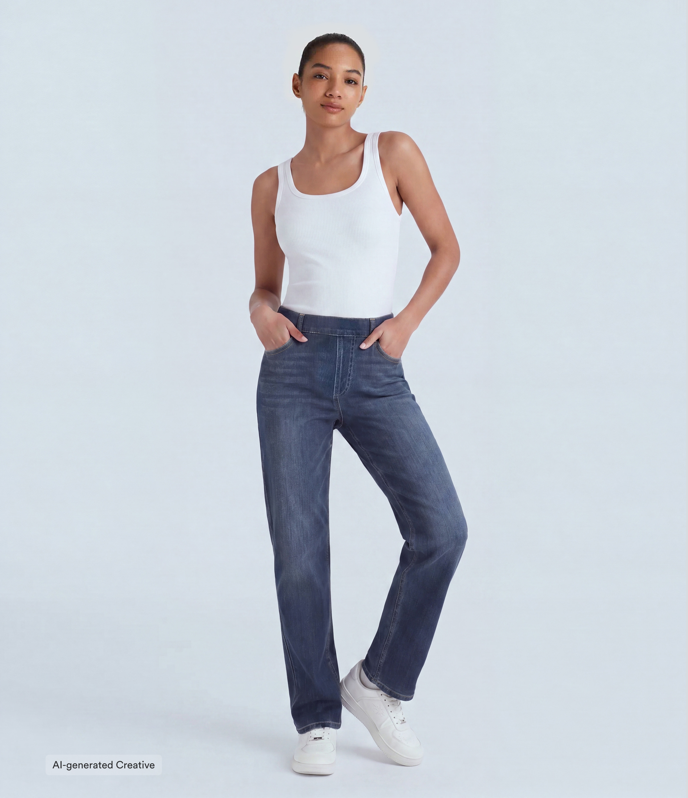 Halara Flex™ High Waisted Pockets Straight Leg Washed Casual Jeans