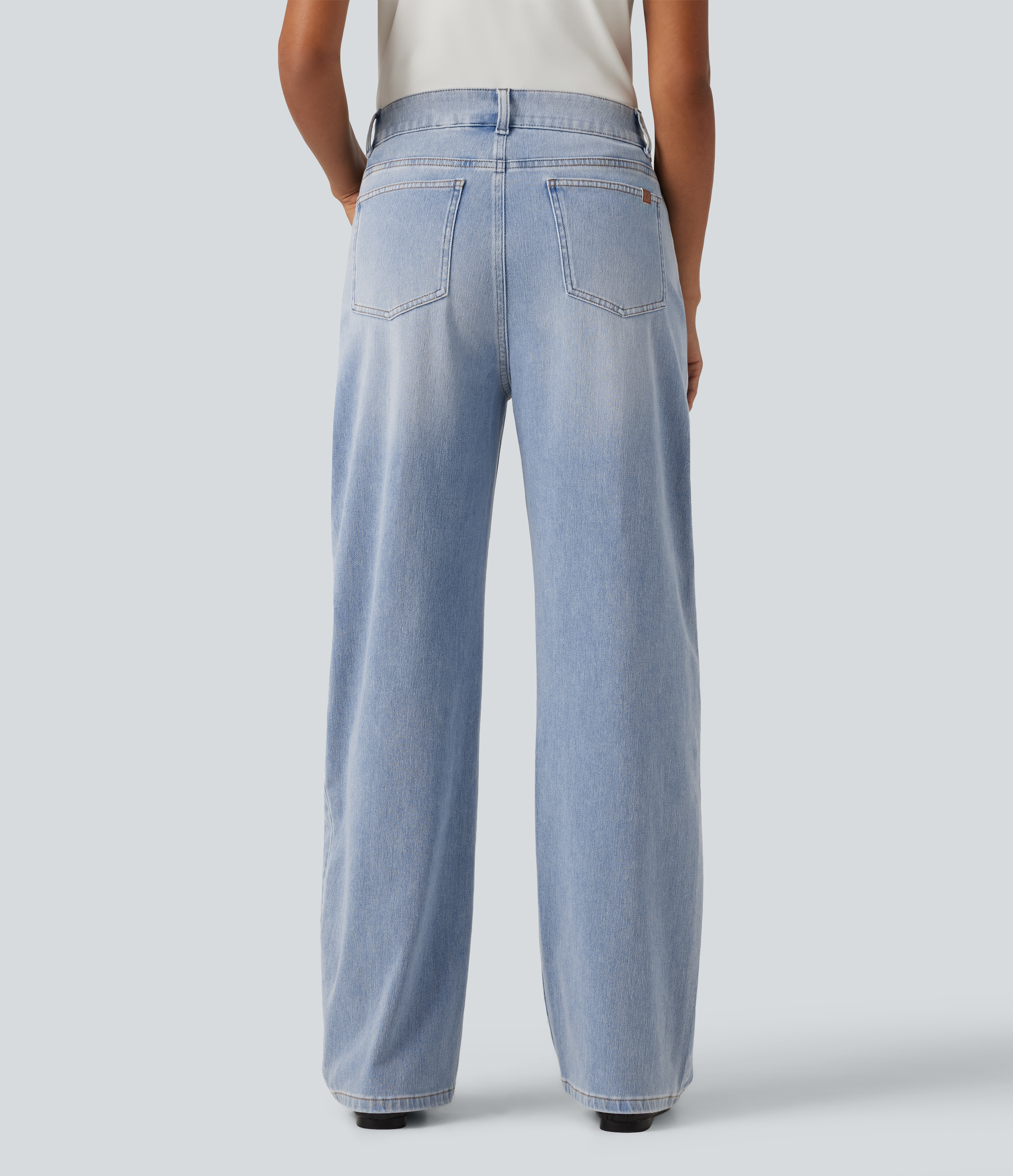 Malibu Blue Denim Halara Flex™ High Waisted Barrel Leg Casual Jeans with Pockets / 2