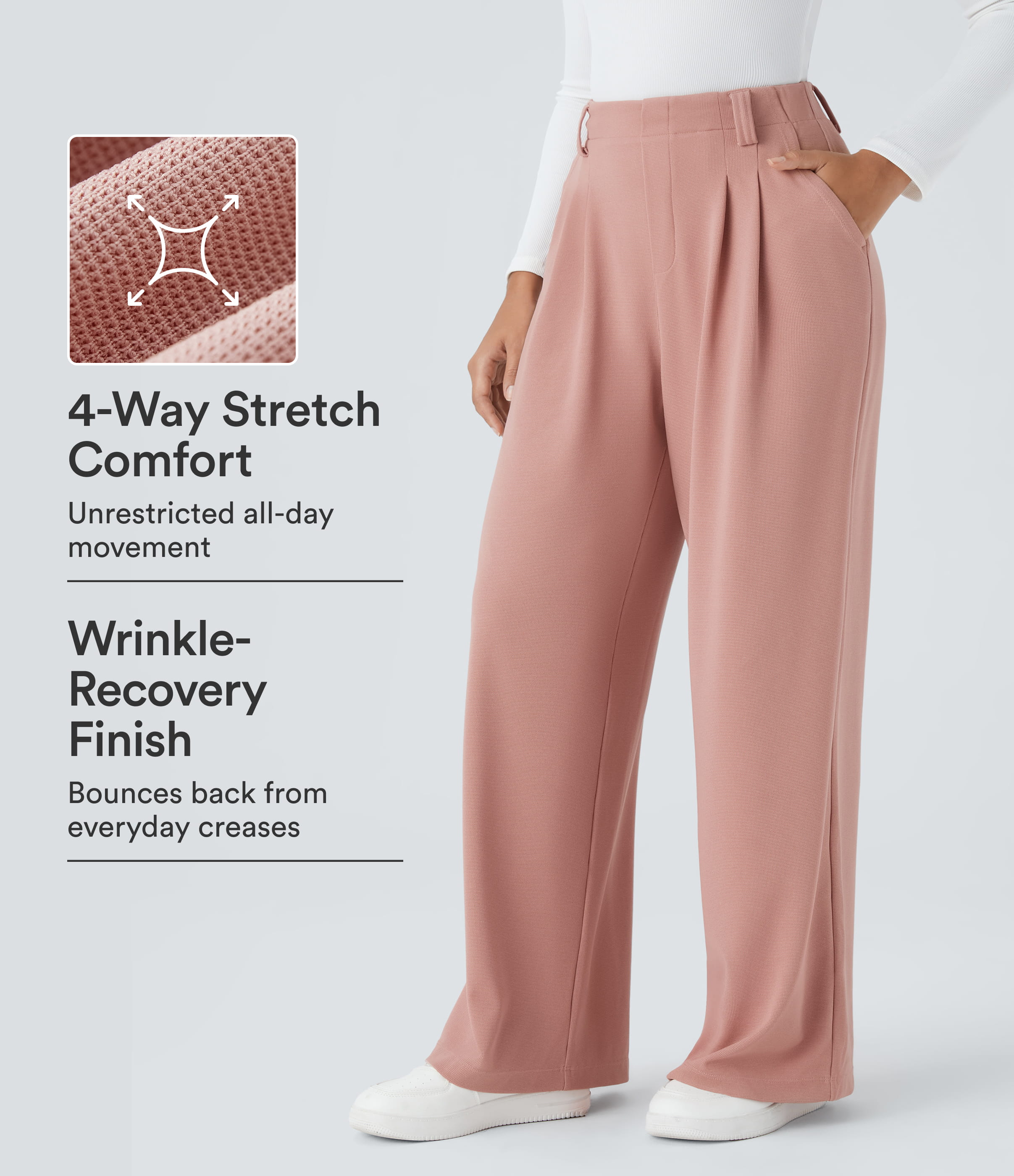 Halara Flex™ High Waisted Pocket Wide Leg Waffle Work Pants