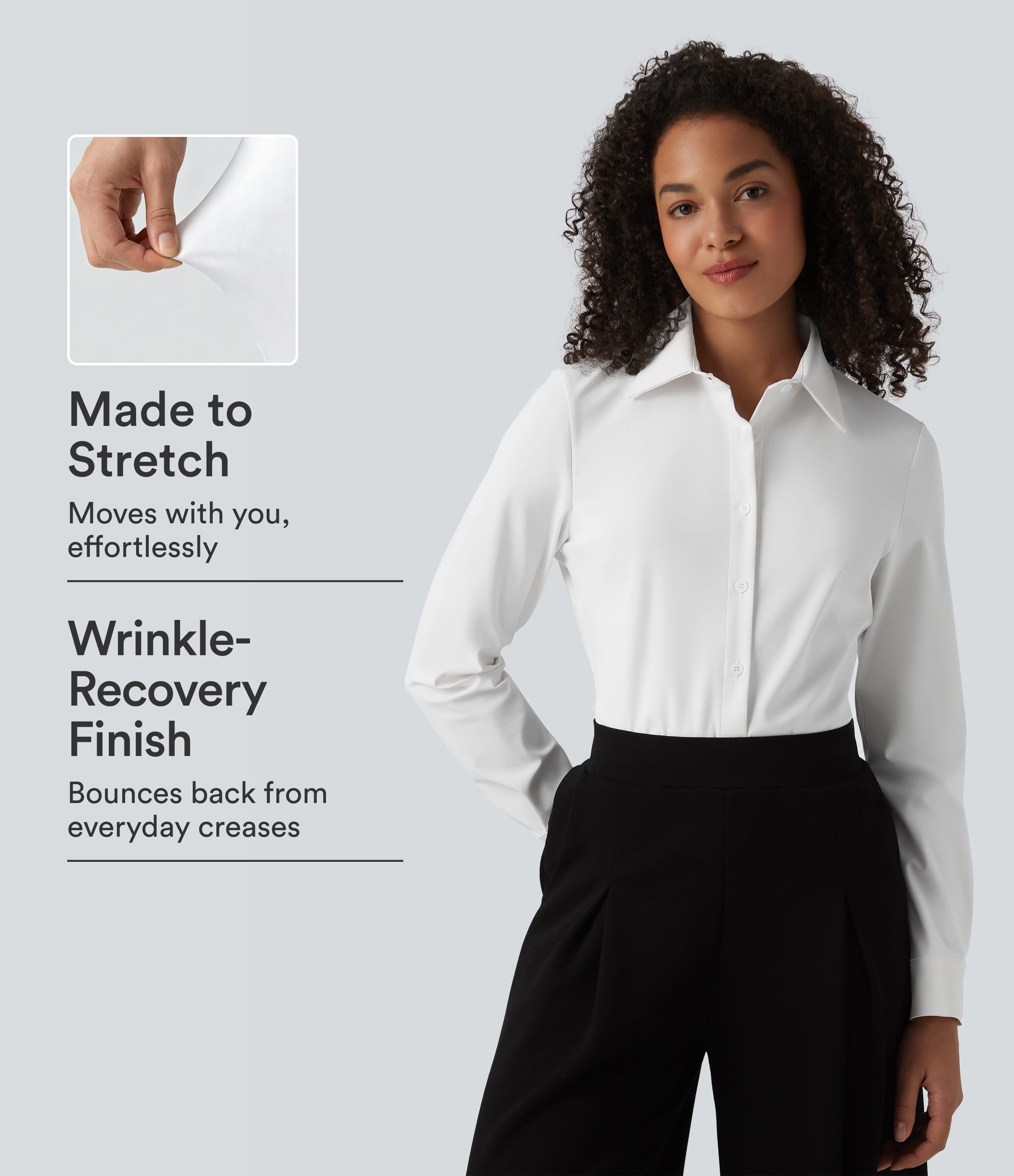 Wrinkle Recovery Collar Long Sleeve Quick Dry Work Shirt