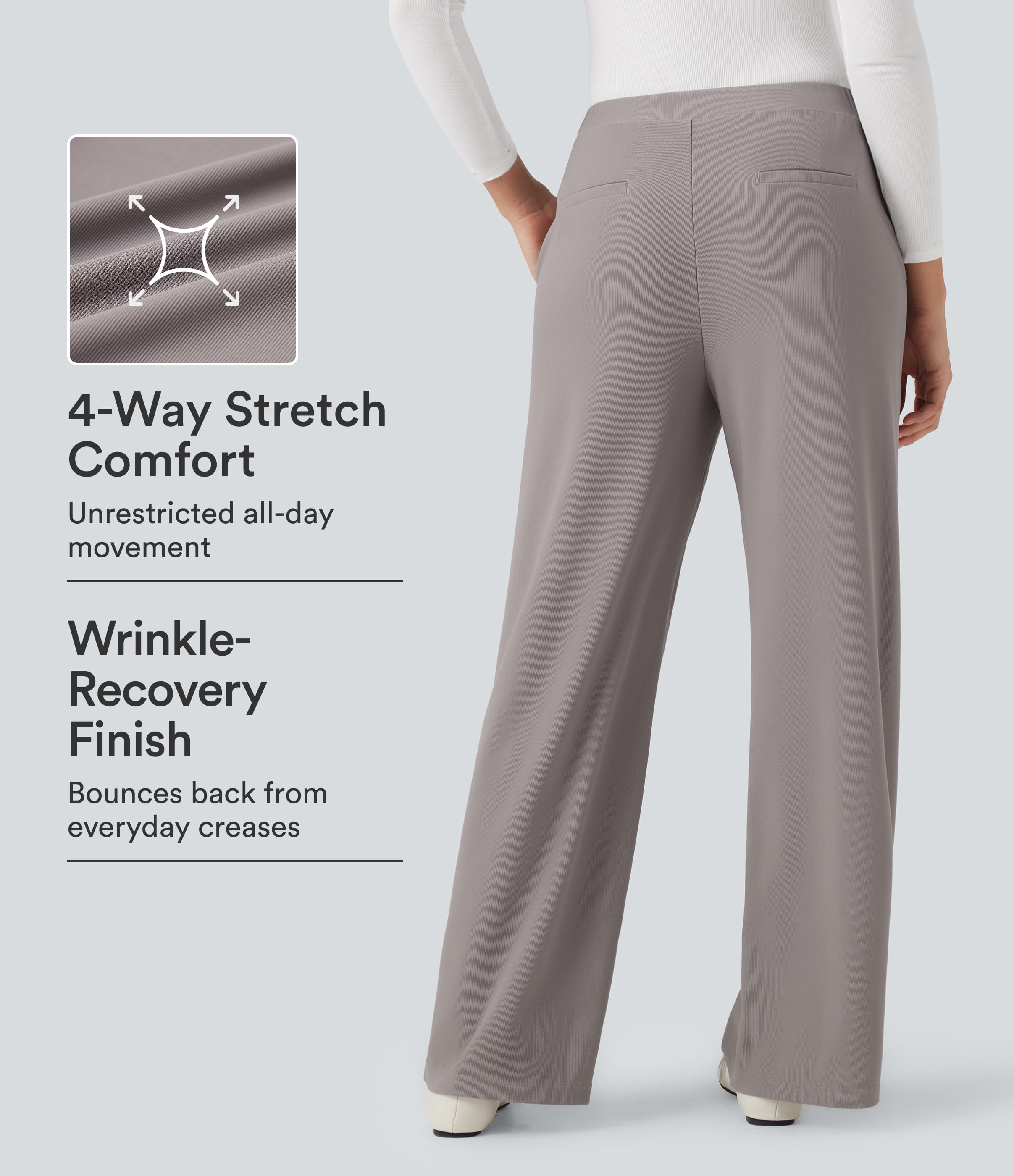 Halara Flex™ High-waisted Micro Waffle Work Baggy Trousers with Pockets