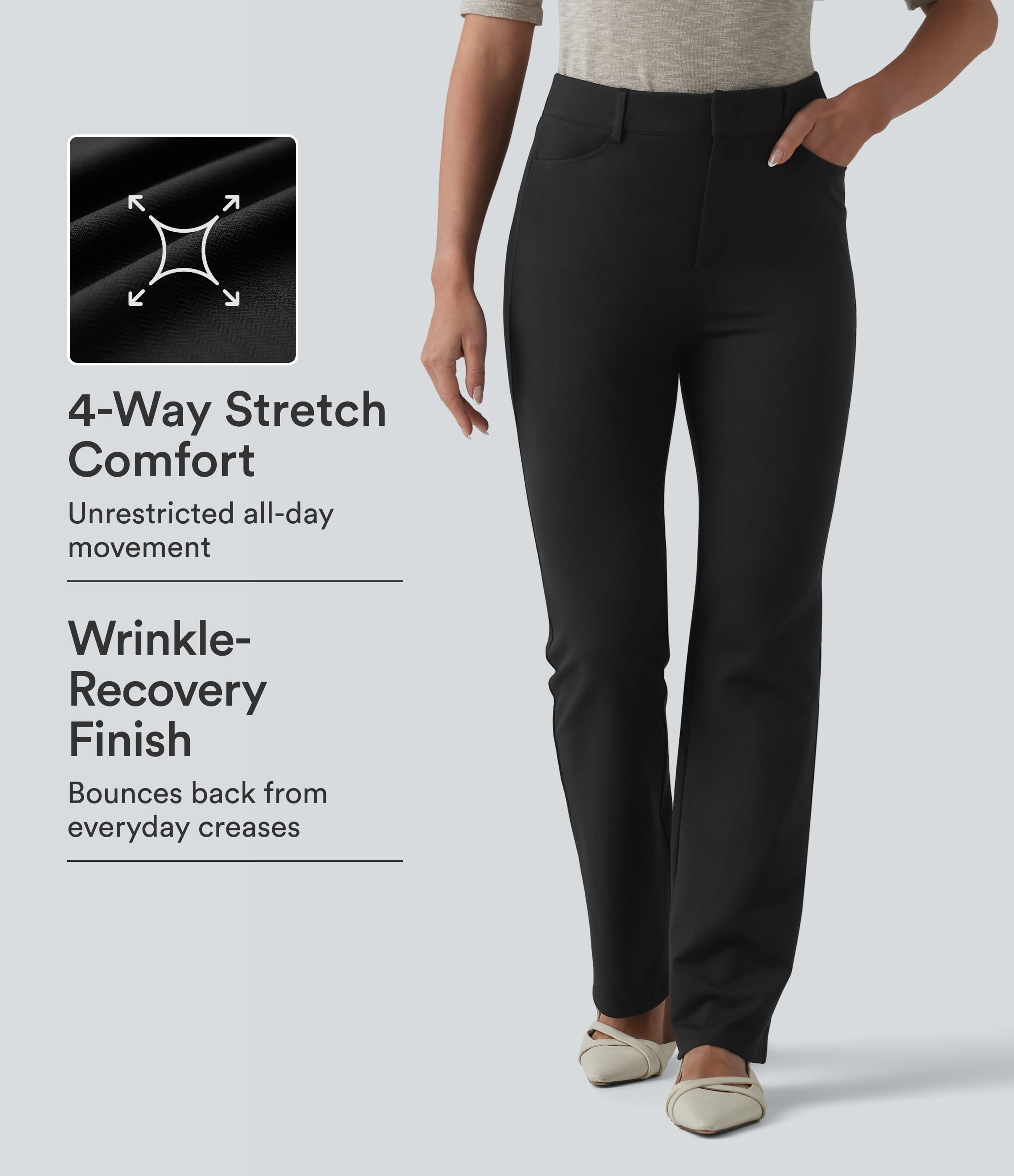 Halara Flex™ High-waisted Herringbone Work Bootcut Pants with Pockets