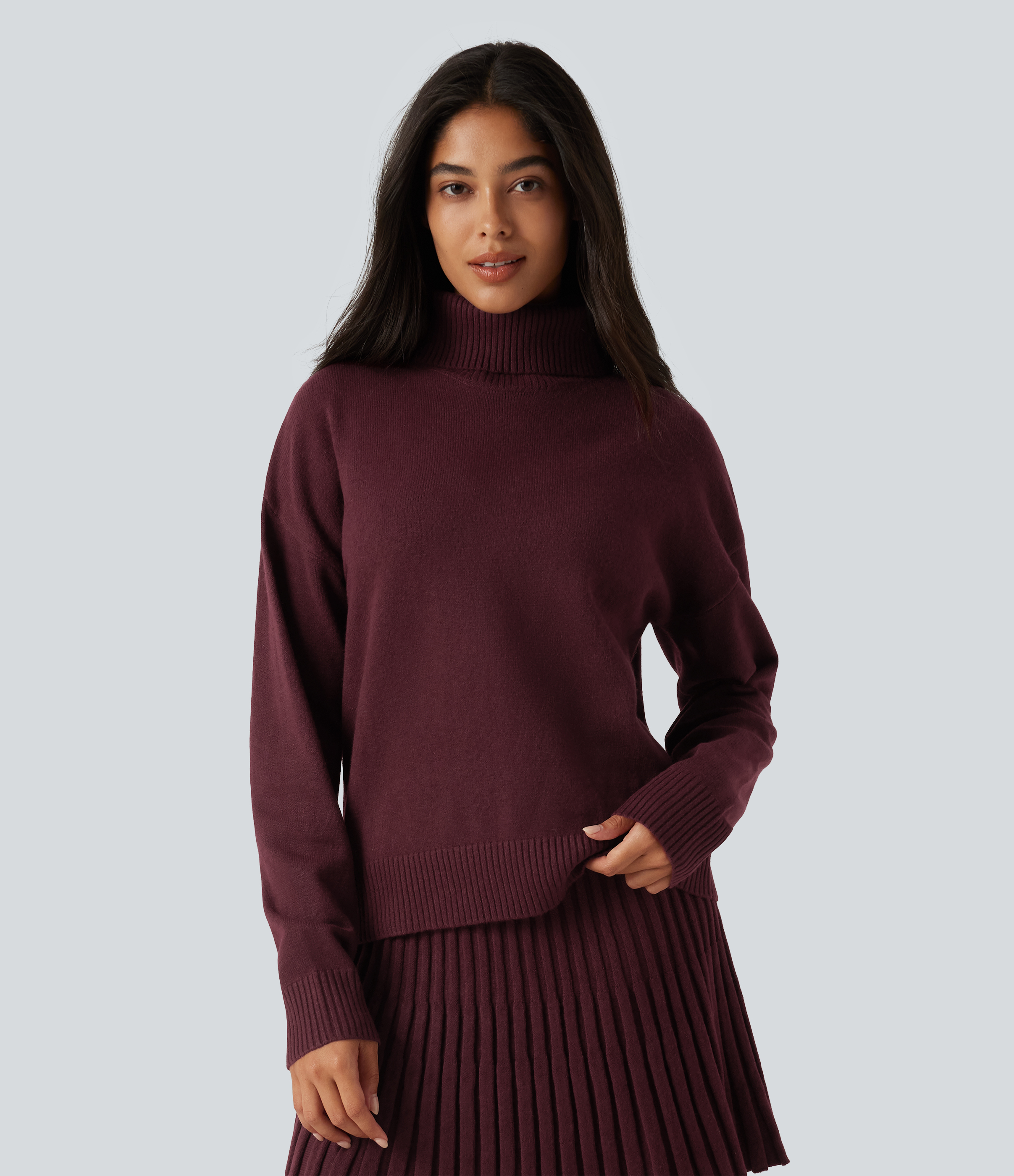 High Neck Long Sleeve Casual Sweater