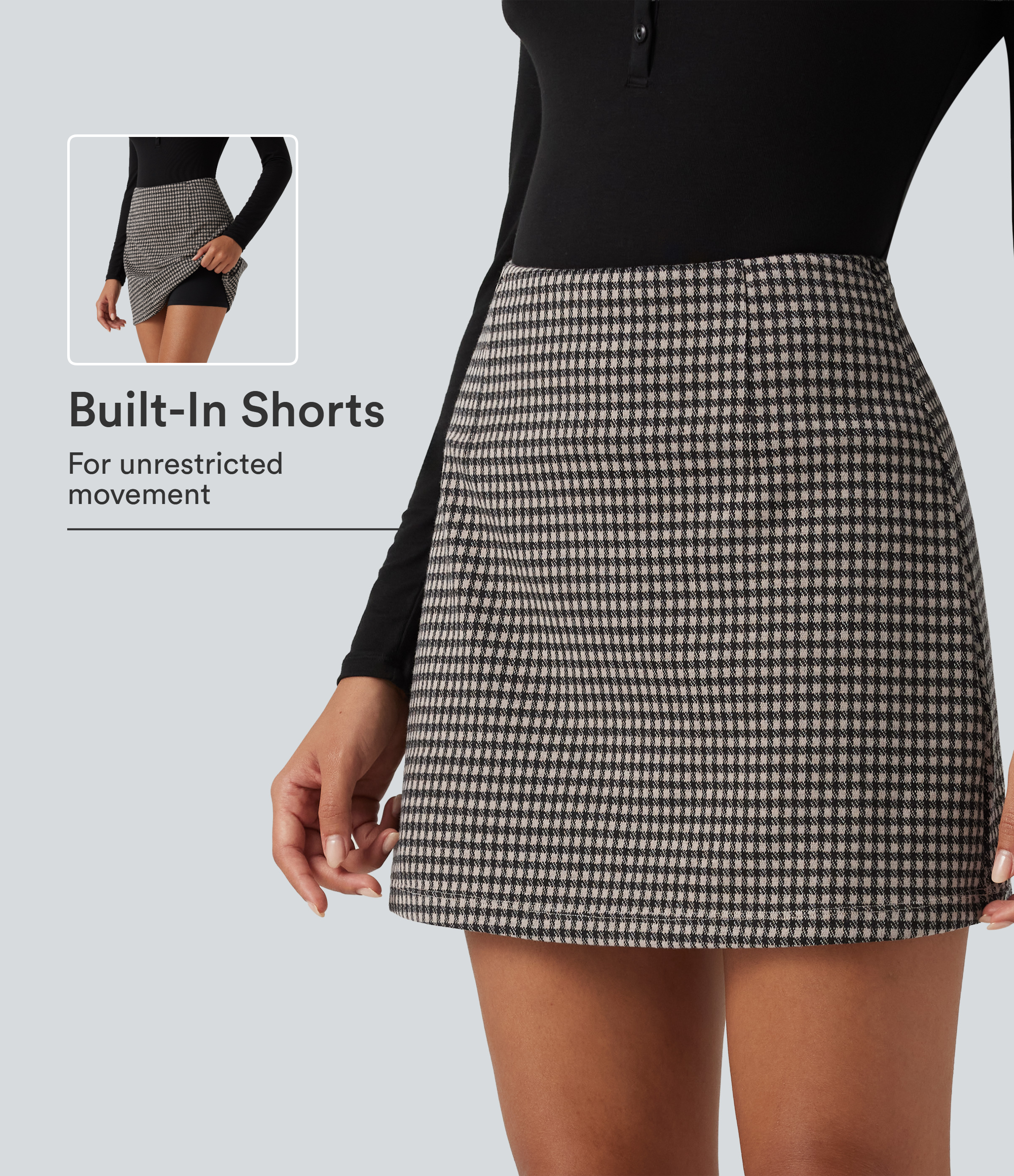 High Waisted 2-in-1 Patterned Mini Casual Skirt