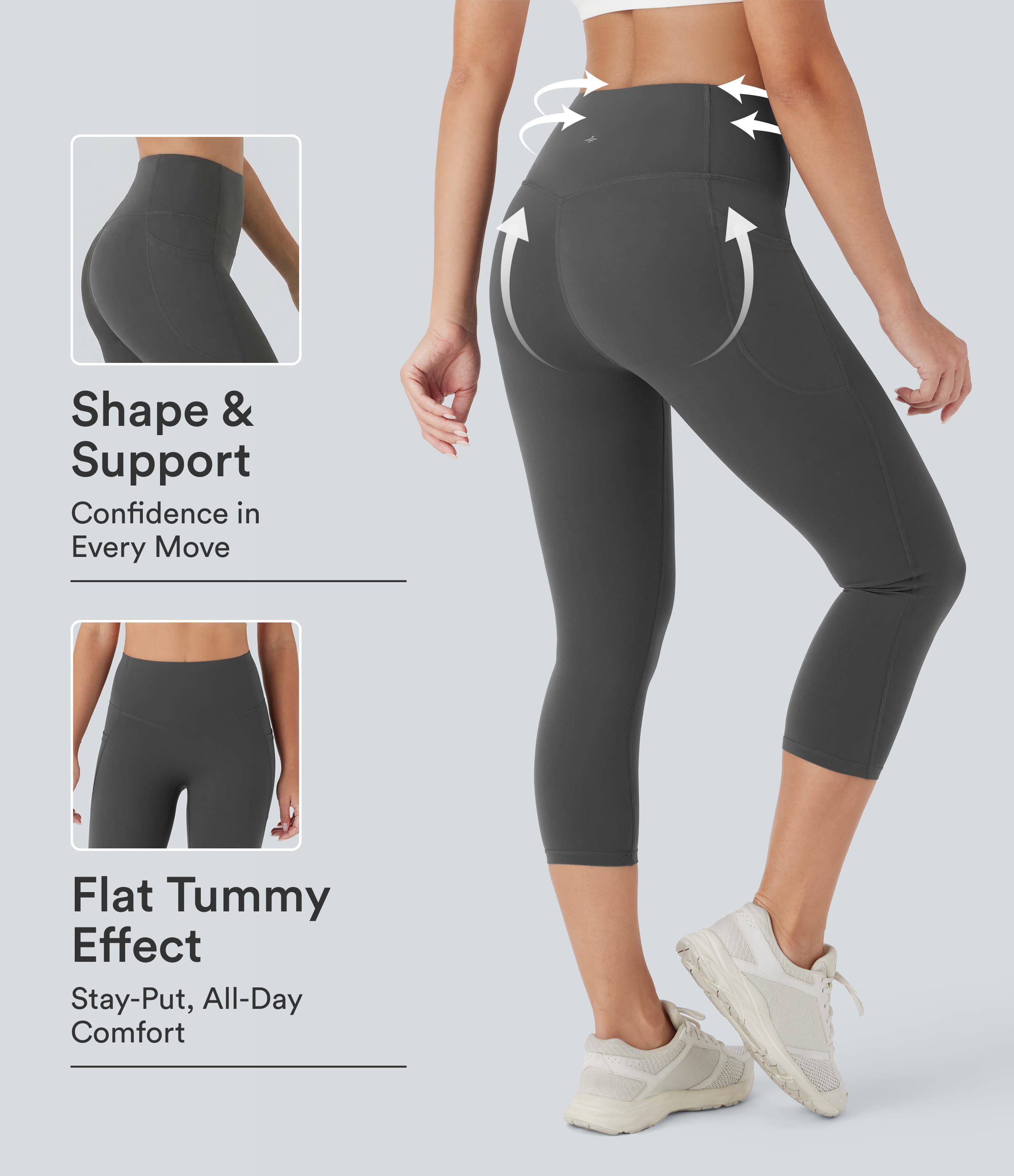 Halara UltraSculpt™ High Waisted Butt Lifting Tummy Control Pocket Shaping Capri Training Leggings