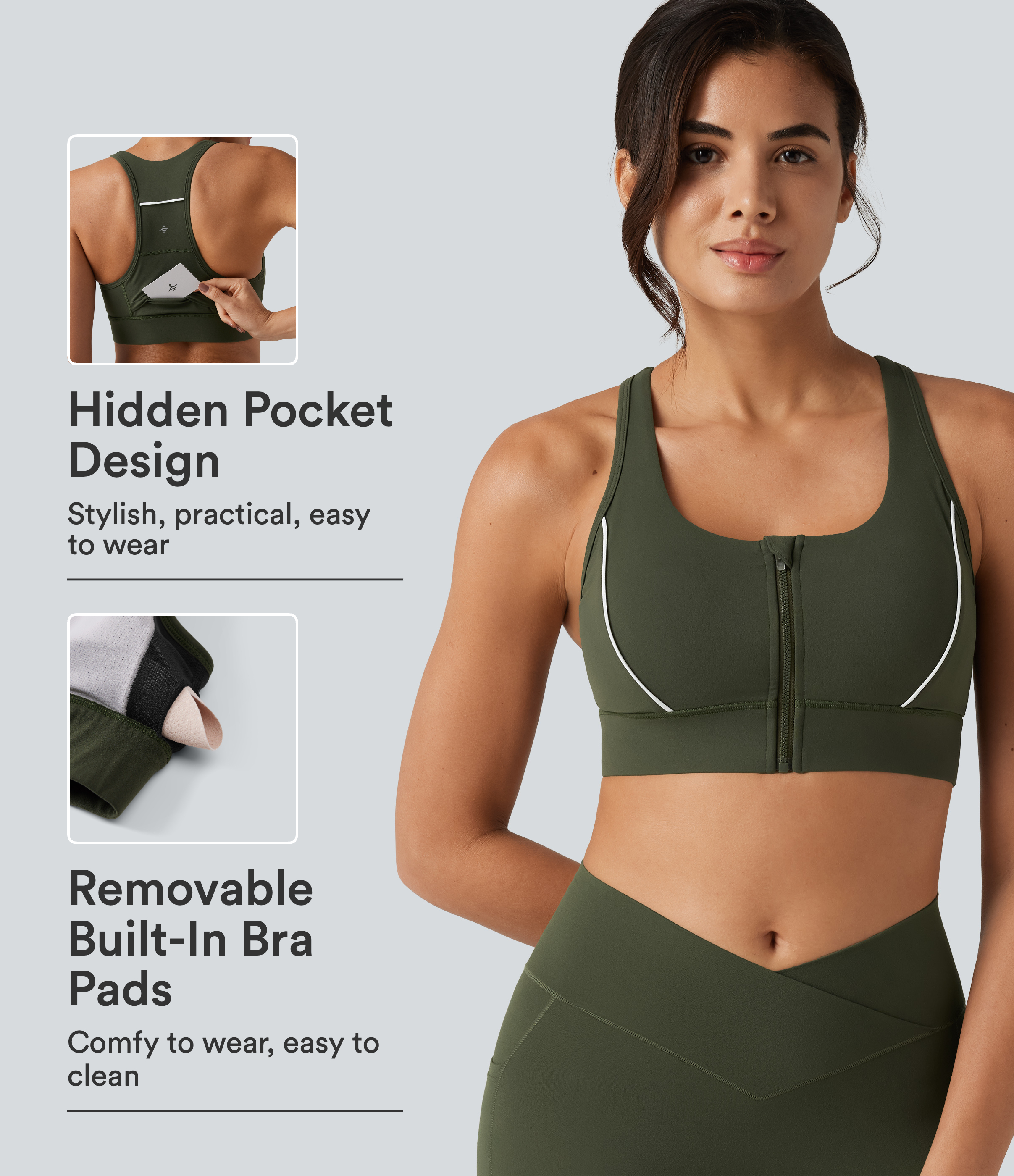 Halara UltraSculpt™ Medium Support Color Block Racerback Built-in Bra Training Sports Bra with Pocket