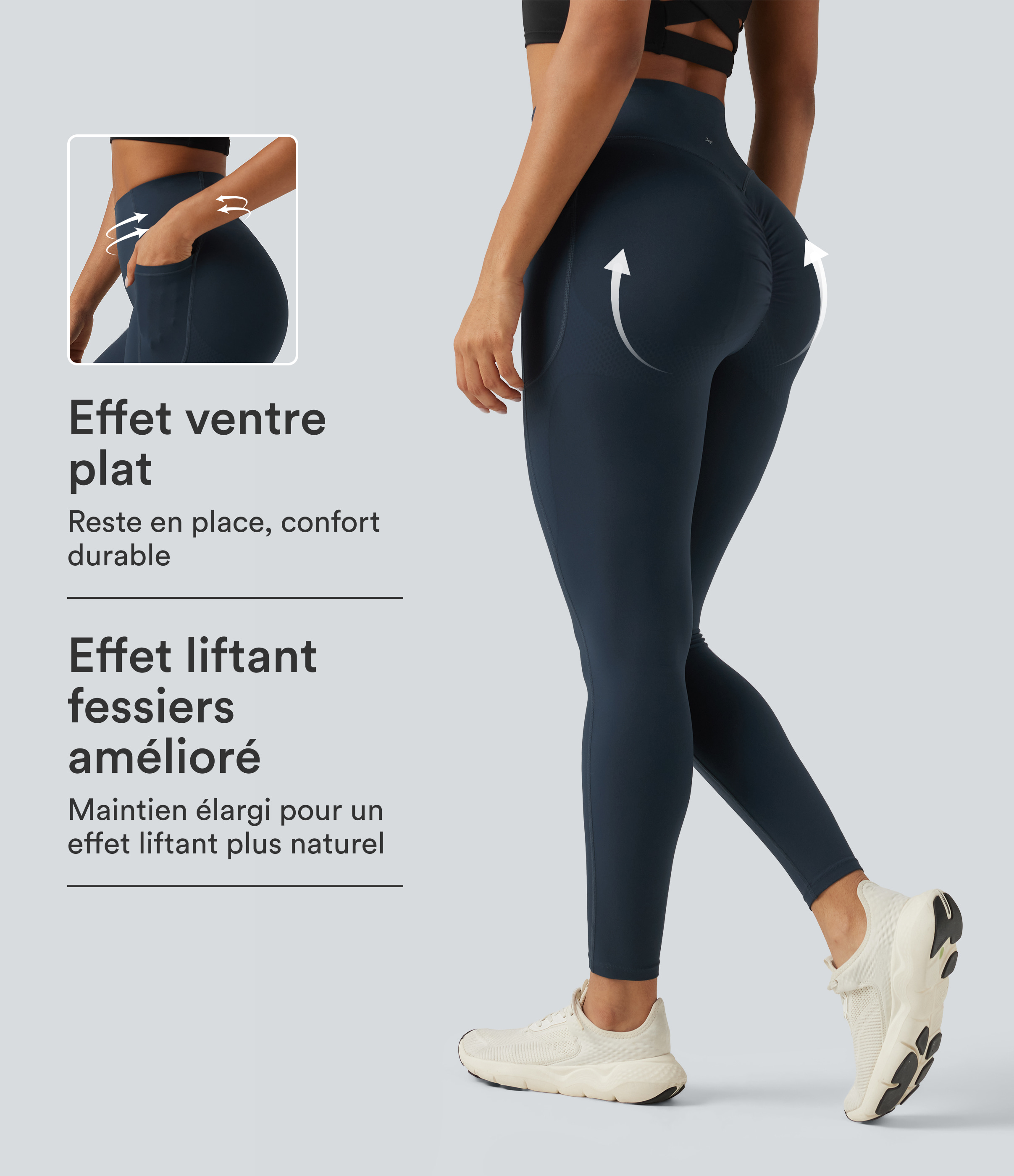 Legging de training Halara UltraSculpt™ taille haute gainant et sculptant avec effet scrunch liftant fessiers et poches