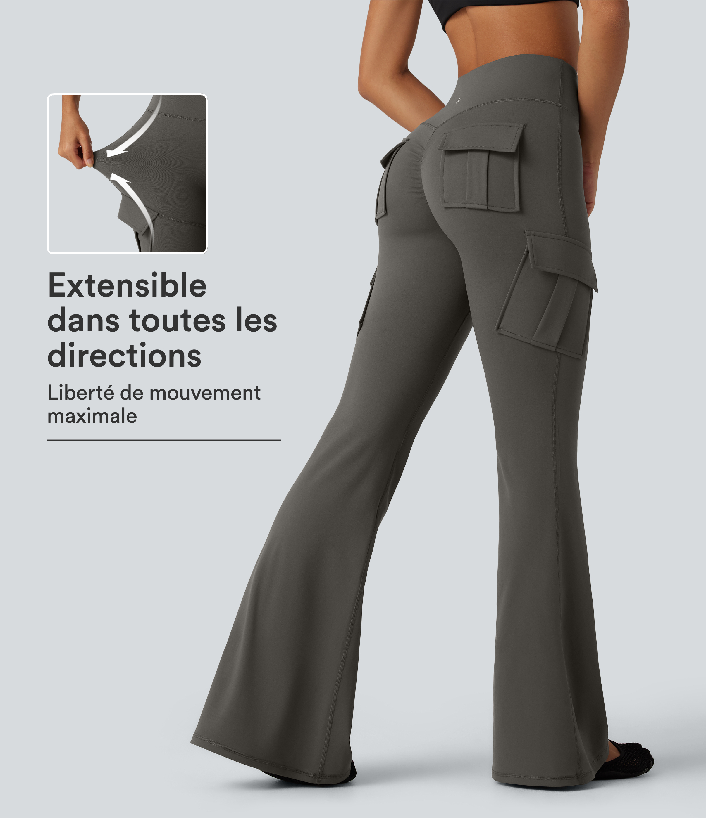 Pantalon de yoga cargo DayStretch taille haute skinny flare avec poches