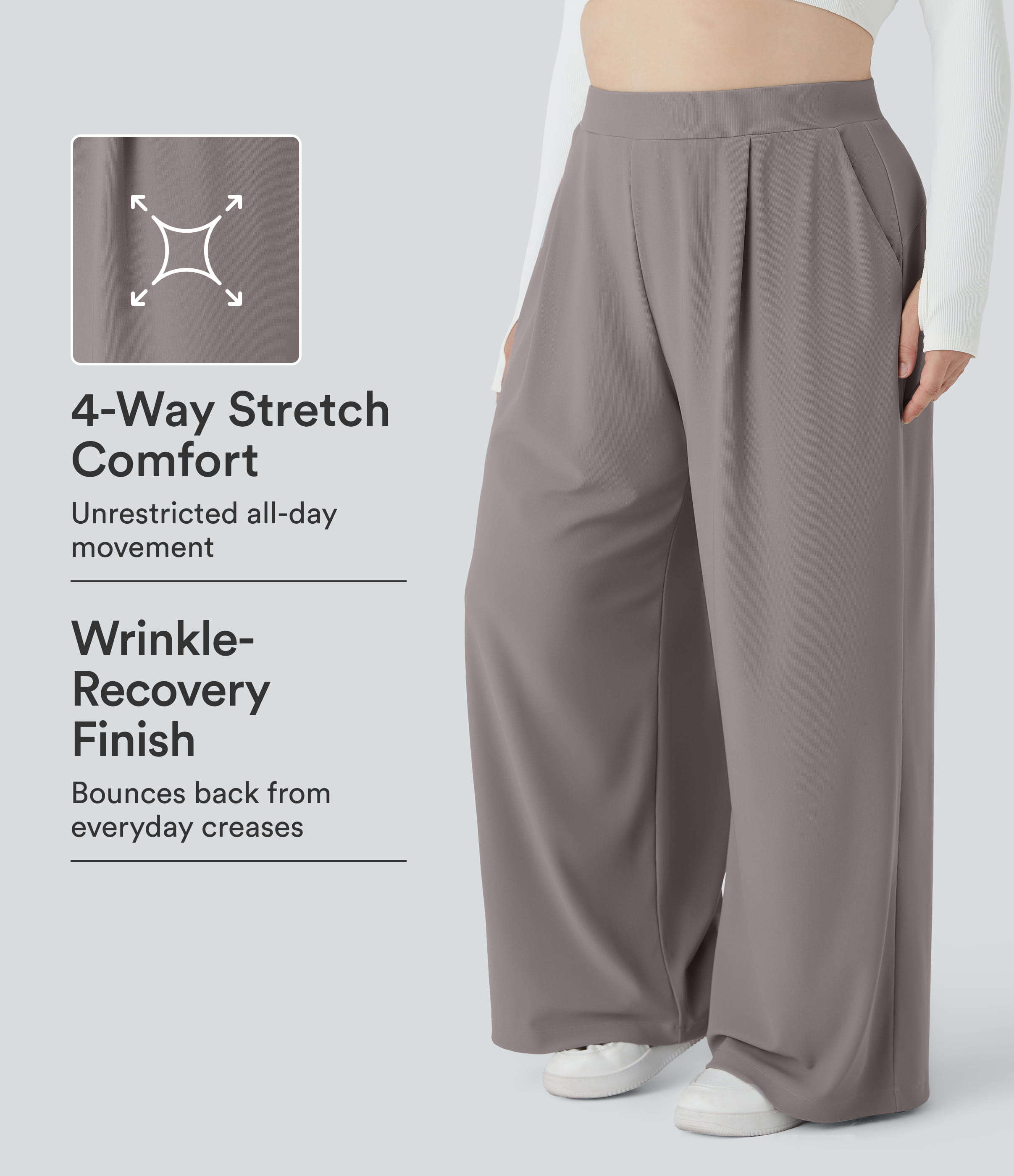 Halara Flex™ High Waisted Body Sculpt Waist-Slimming Pocket Wide Leg Micro Waffle Plus Size Work Pants