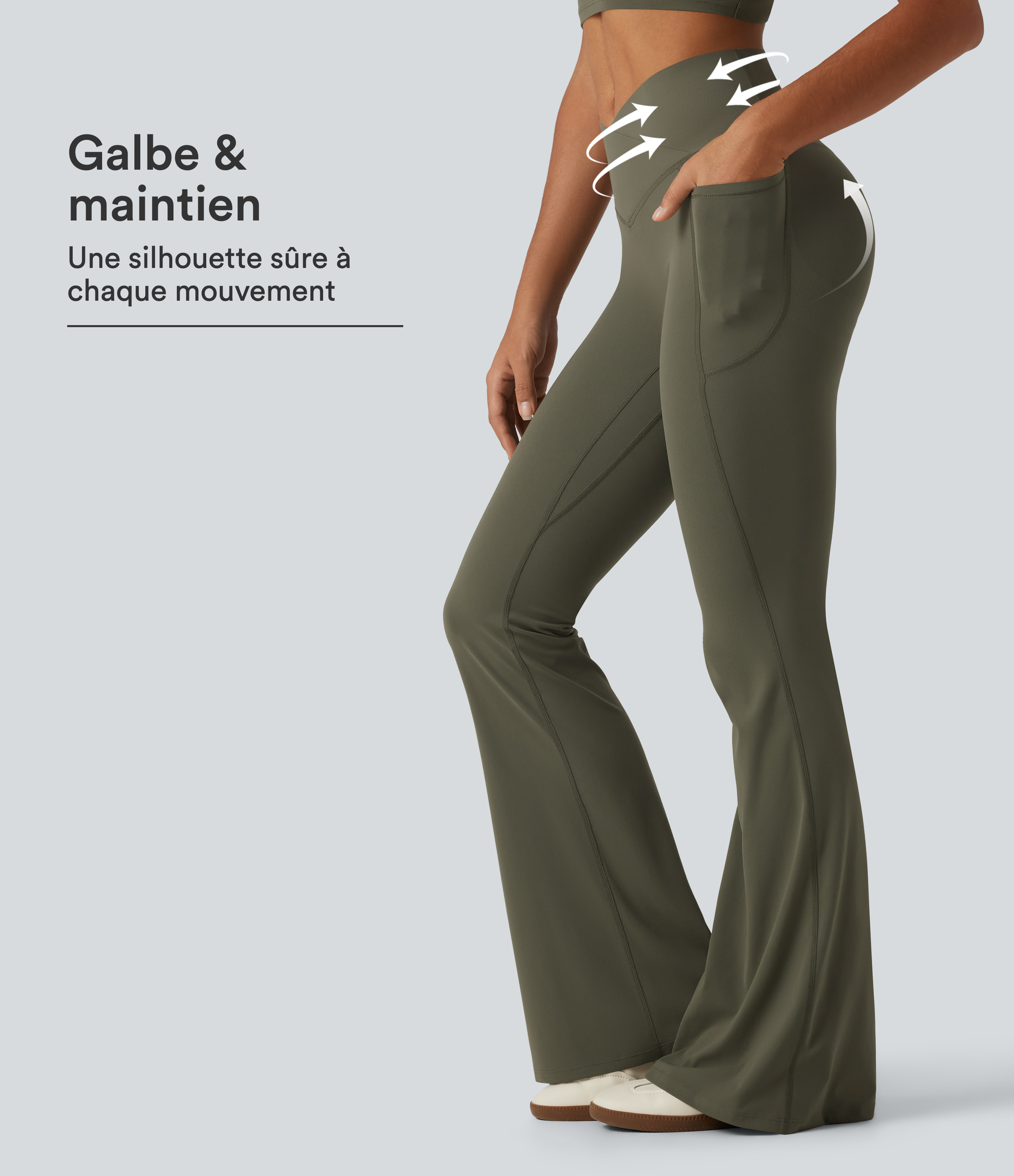Legging de yoga flare sculptant Halara UltraSculpt™ taille haute croisée gainant avec effet liftant fessiers et poches