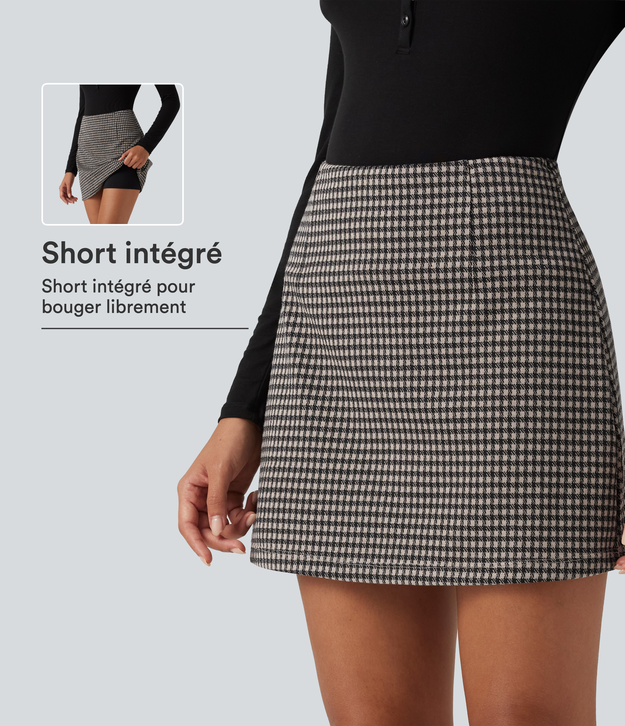 Jupe-short mini taille haute à motif