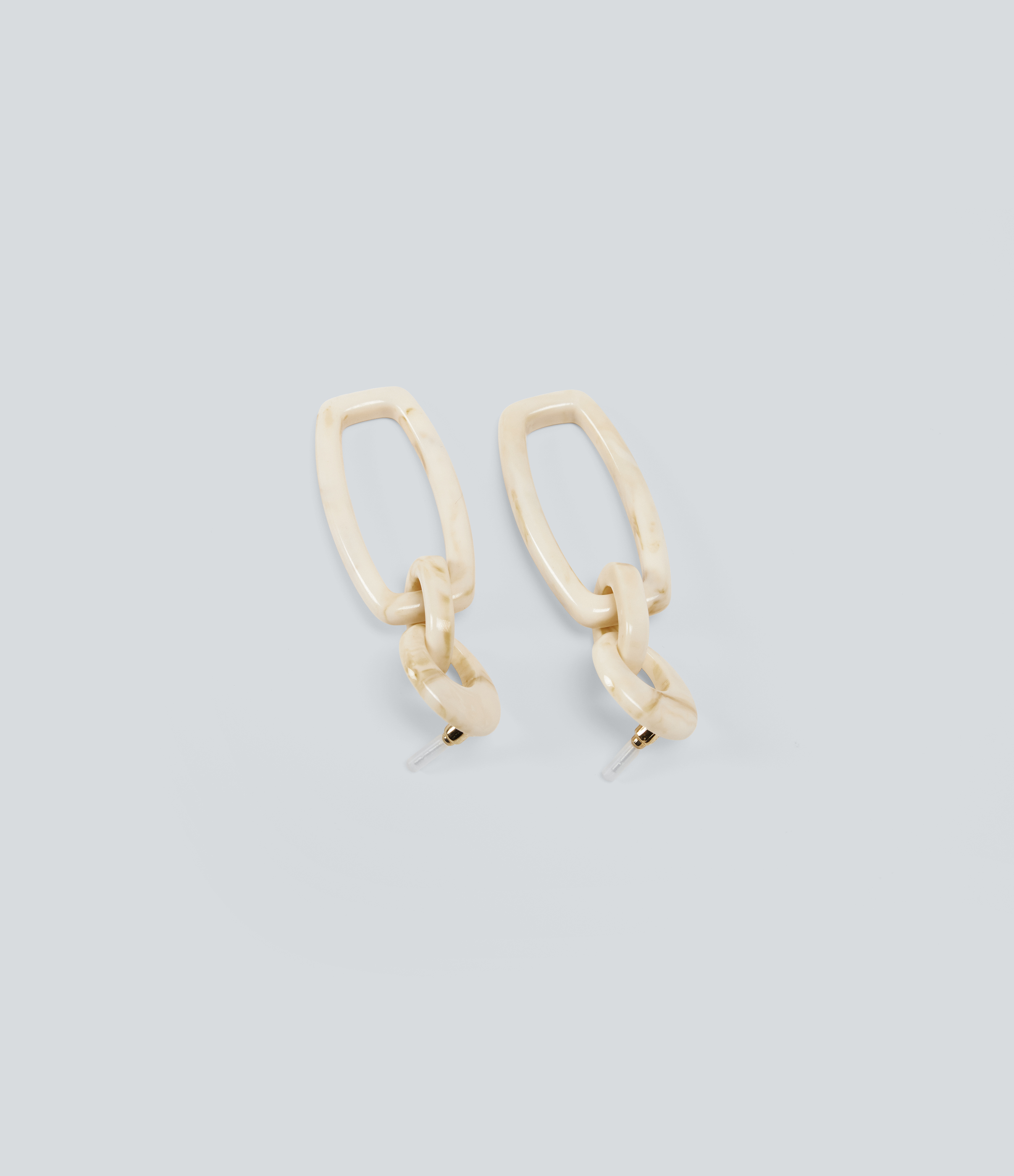Light Beige Plastic Geometric Earrings / 2