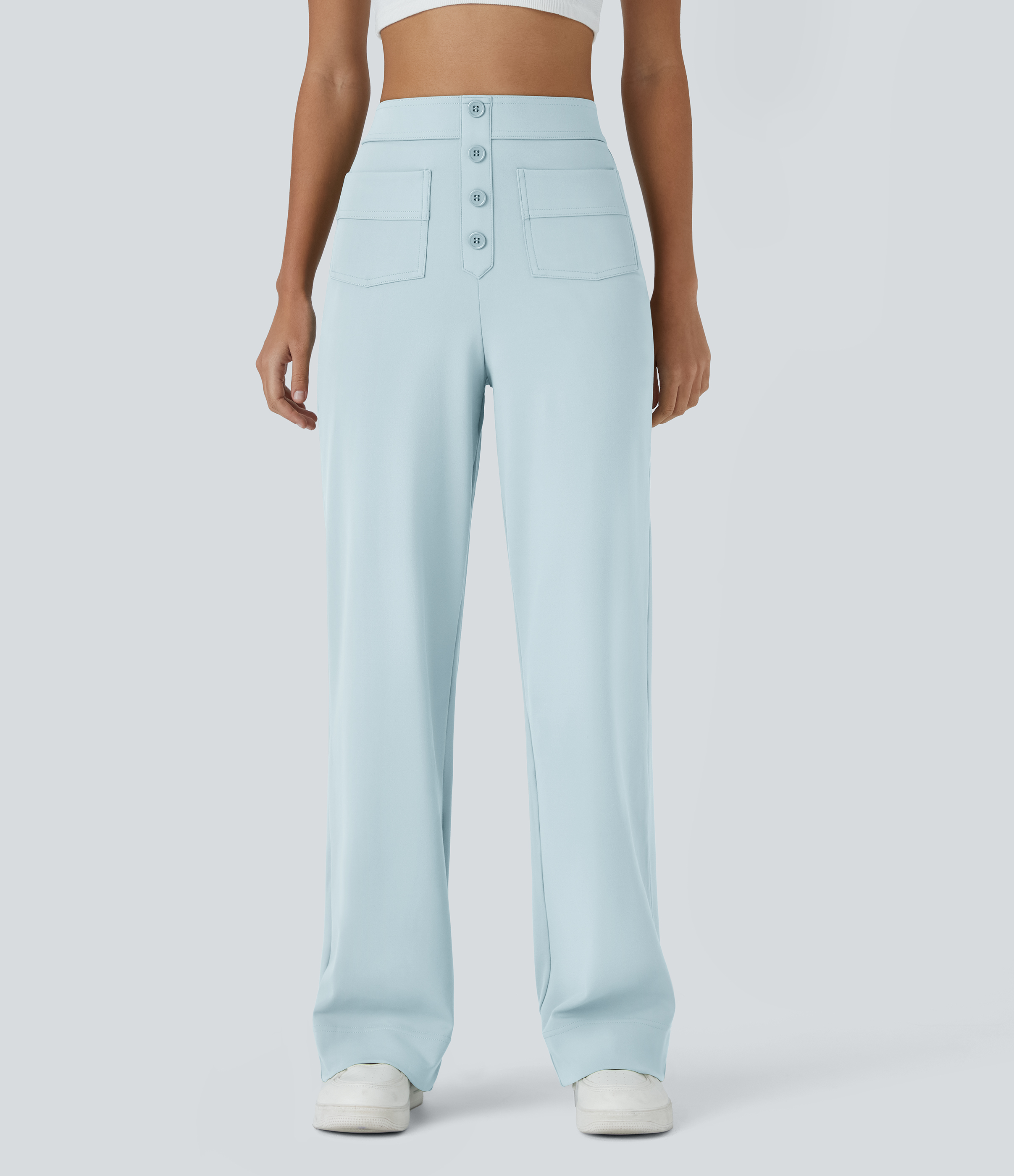 Pantalon taille haute coupe droite DayStretch avec poches