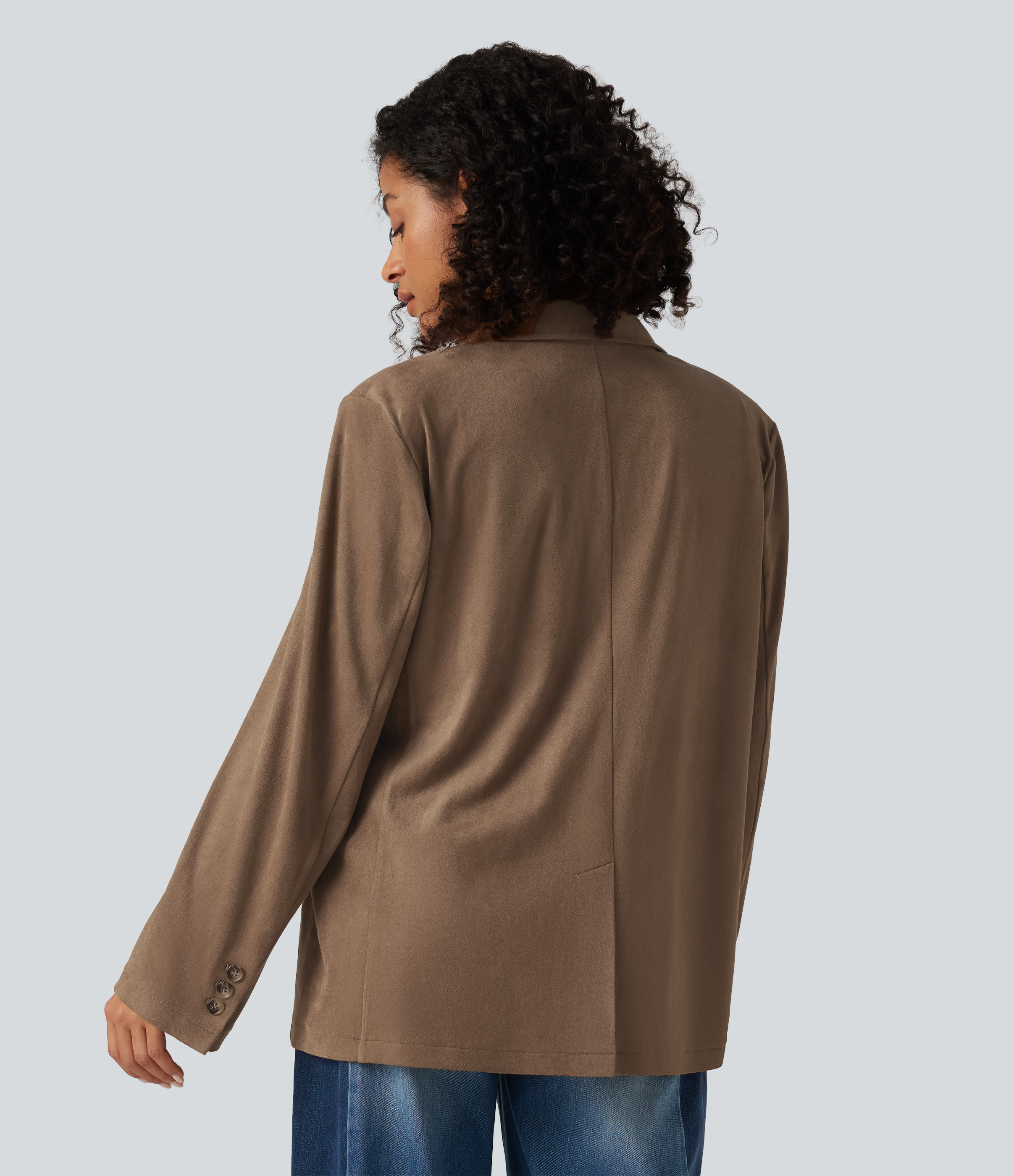 Coca Mocha Blazer en suédine à col tailleur cranté, manches longues et poches / 2