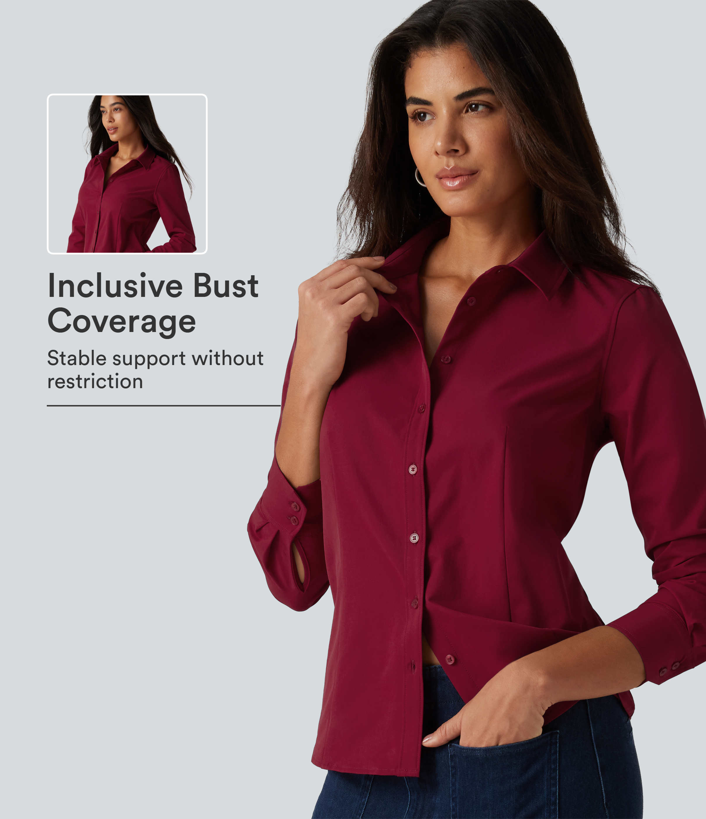Long Sleeve Curved Hem Work Shirt