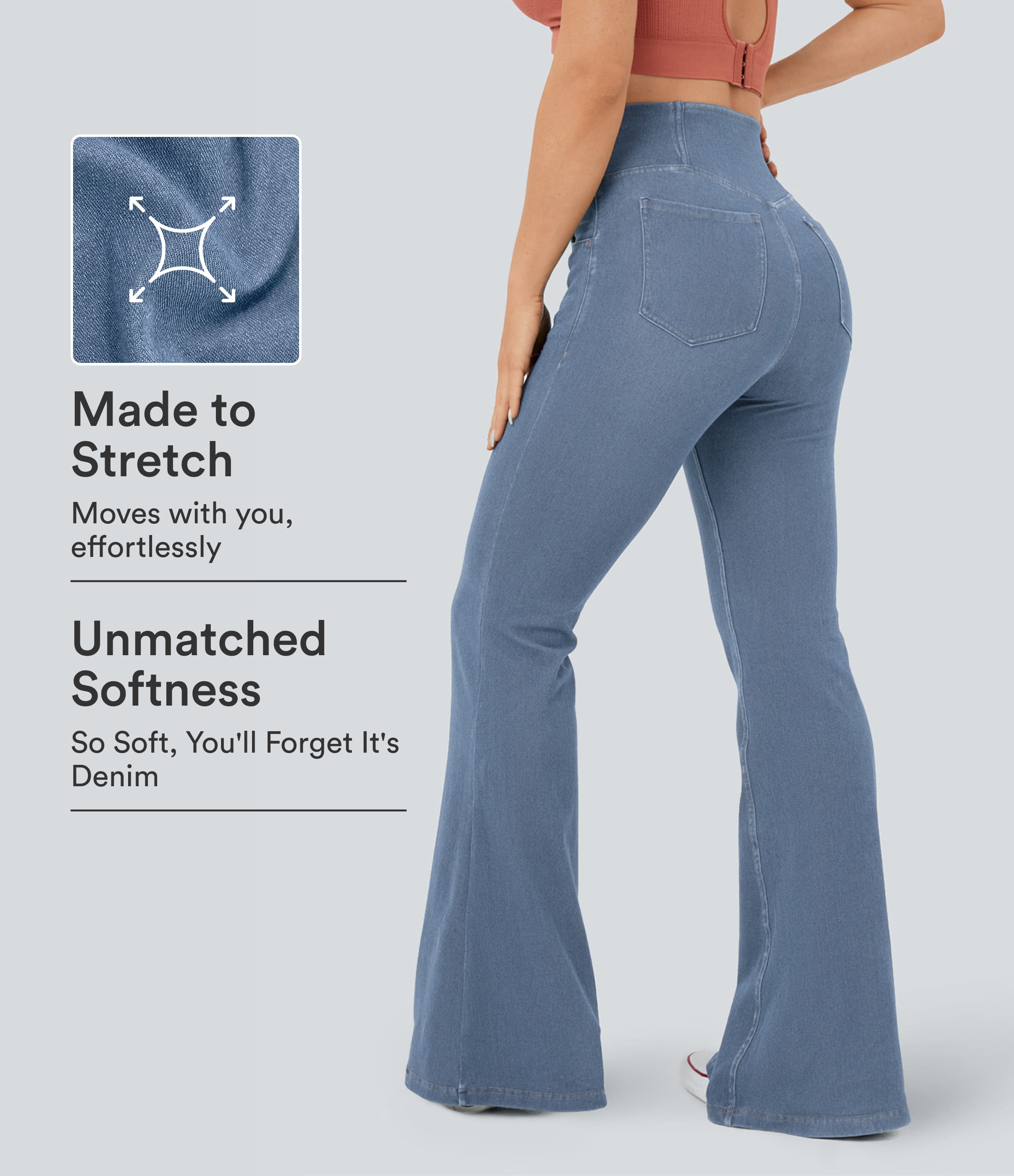 Halara Flex™ High Waisted Crossover Pocket InstantCool Washed Casual Jeans