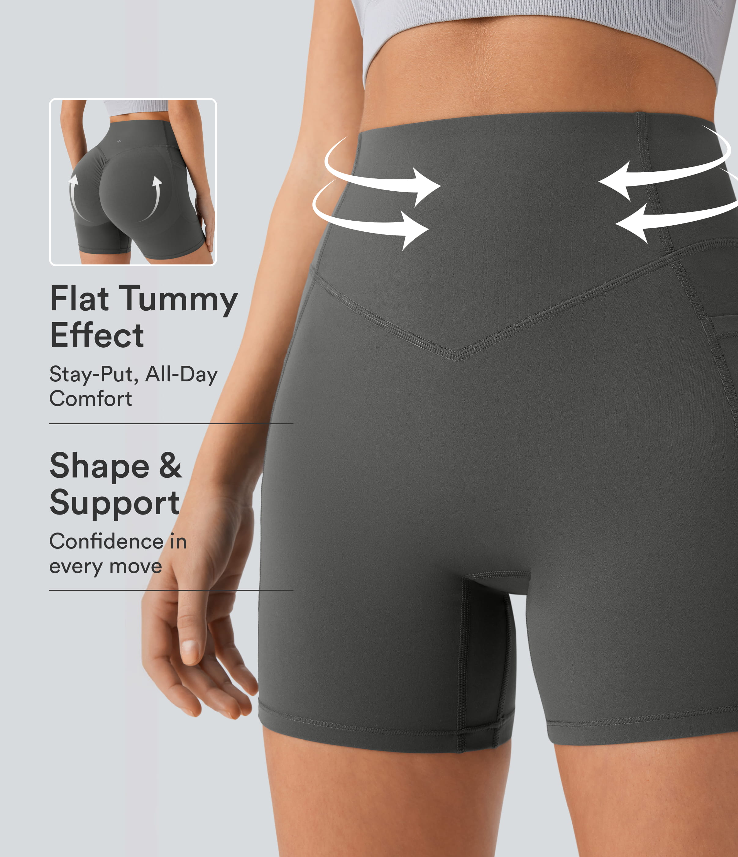 Halara UltraSculpt™ High Waisted Scrunch Butt Lifting Tummy Control Pocket Shaping Workout Biker Shorts 5''