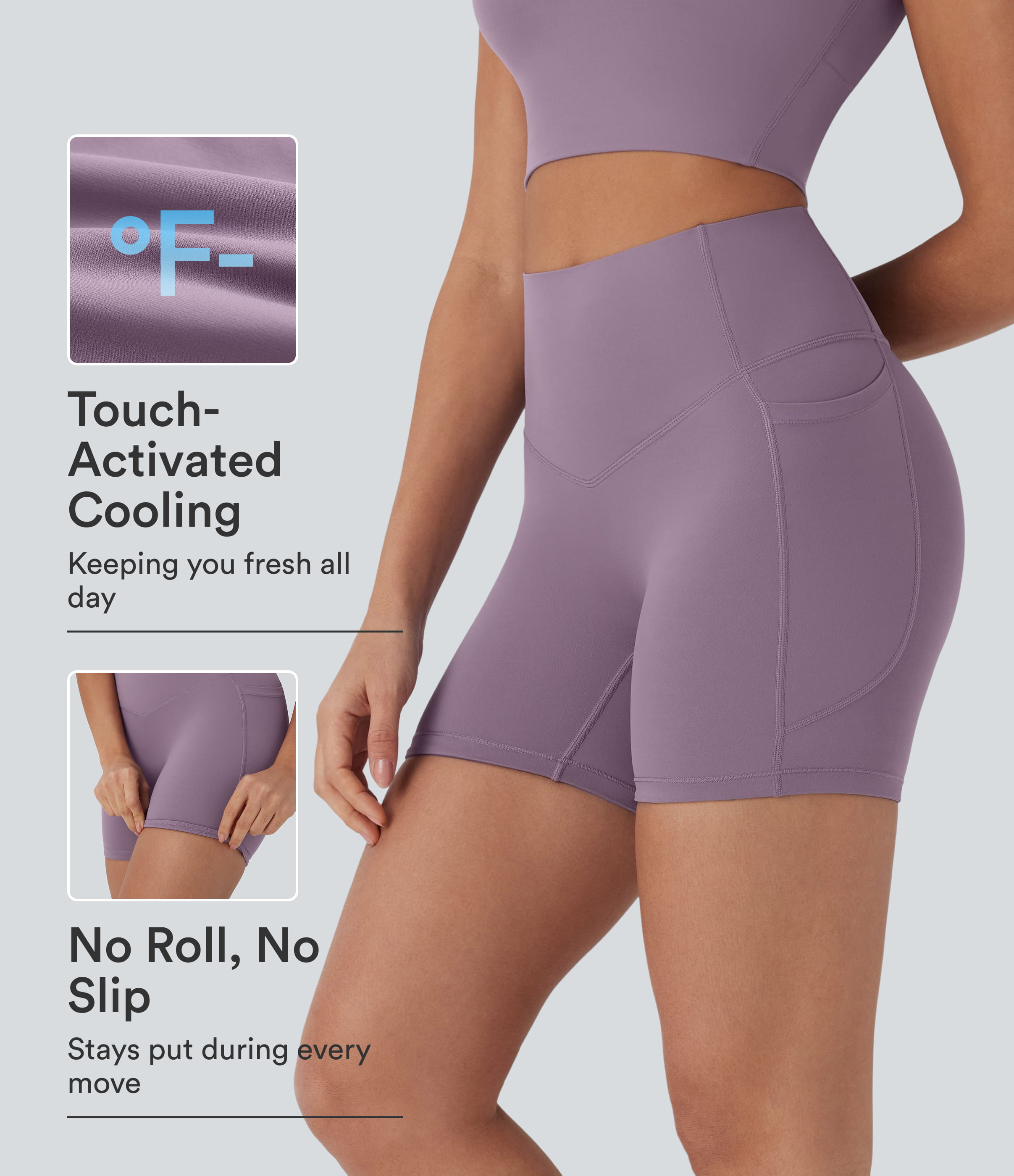 Tulip Purple Halara UltraSculpt™ Cool Quick Dry High Waisted Tummy Control Shaping Yoga Biker Shorts 5'' with Pockets-UPF50+ / 1
