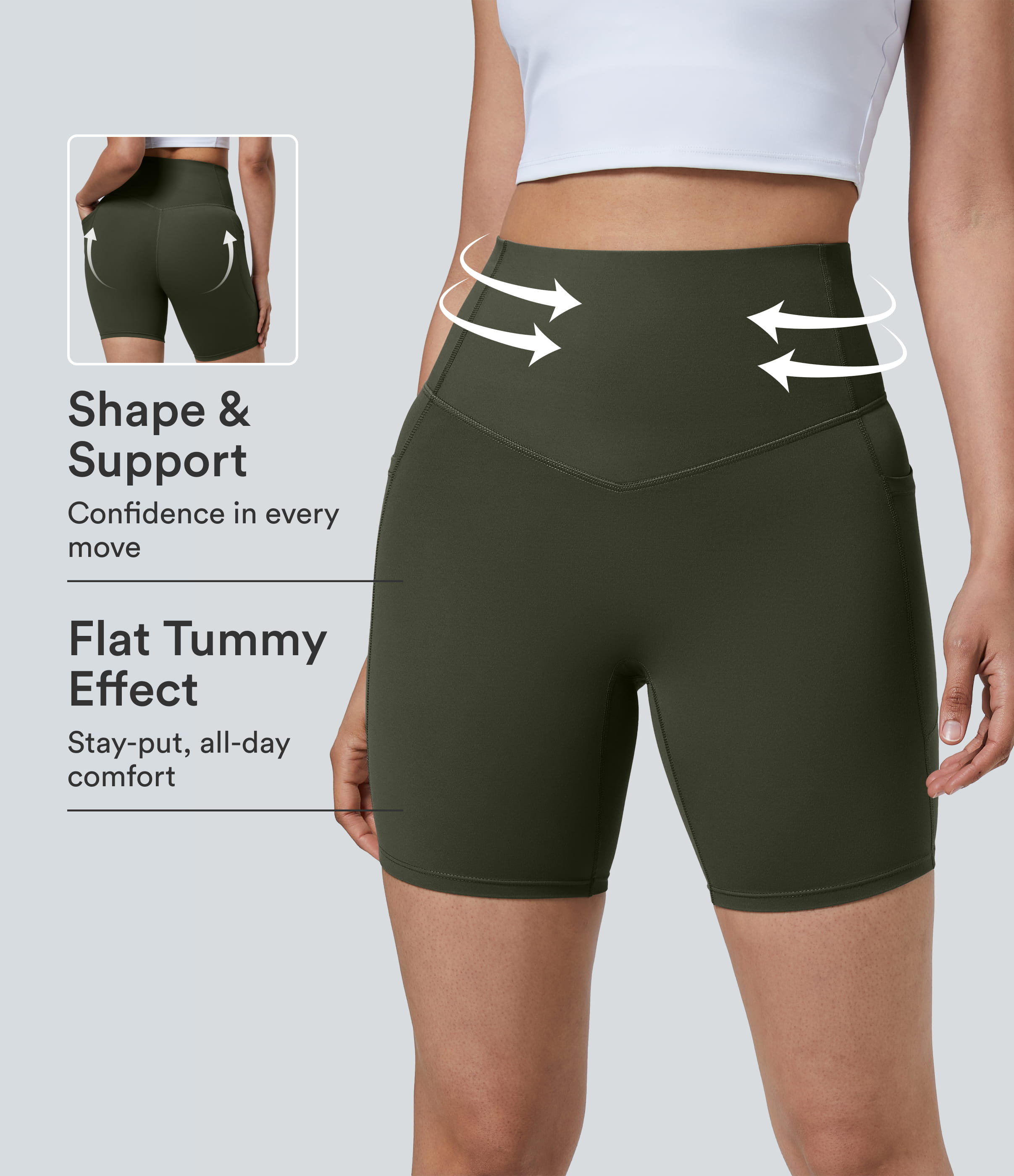 Halara UltraSculpt™ High Waisted Tummy Control Pocket Shaping Training Biker Shorts 7''