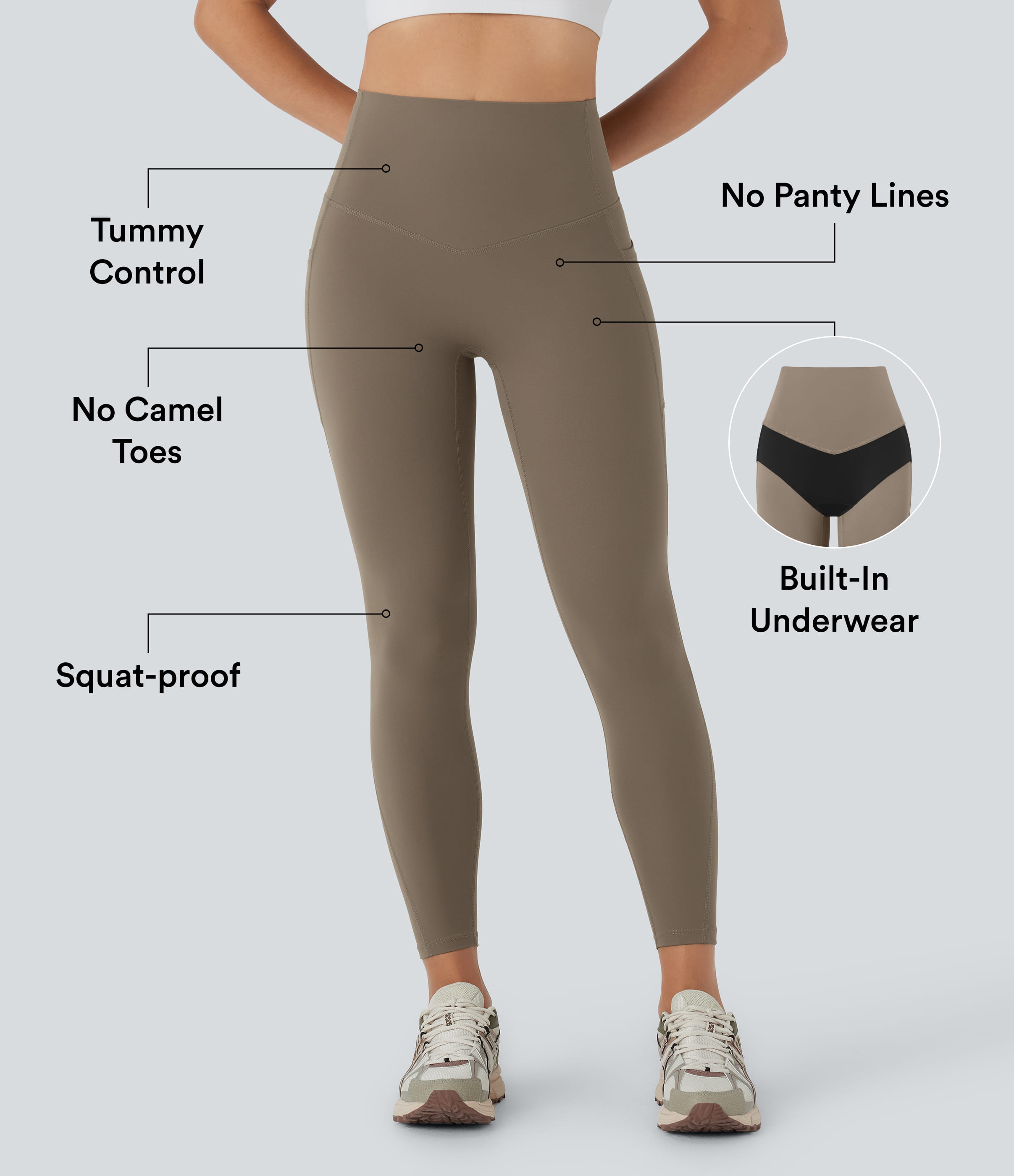 Dawn Brown Halara UltraSculpt™ High Waisted Tummy Control Built-in Underwear Shaping 7/8 Workout Leggings with Pockets / 2