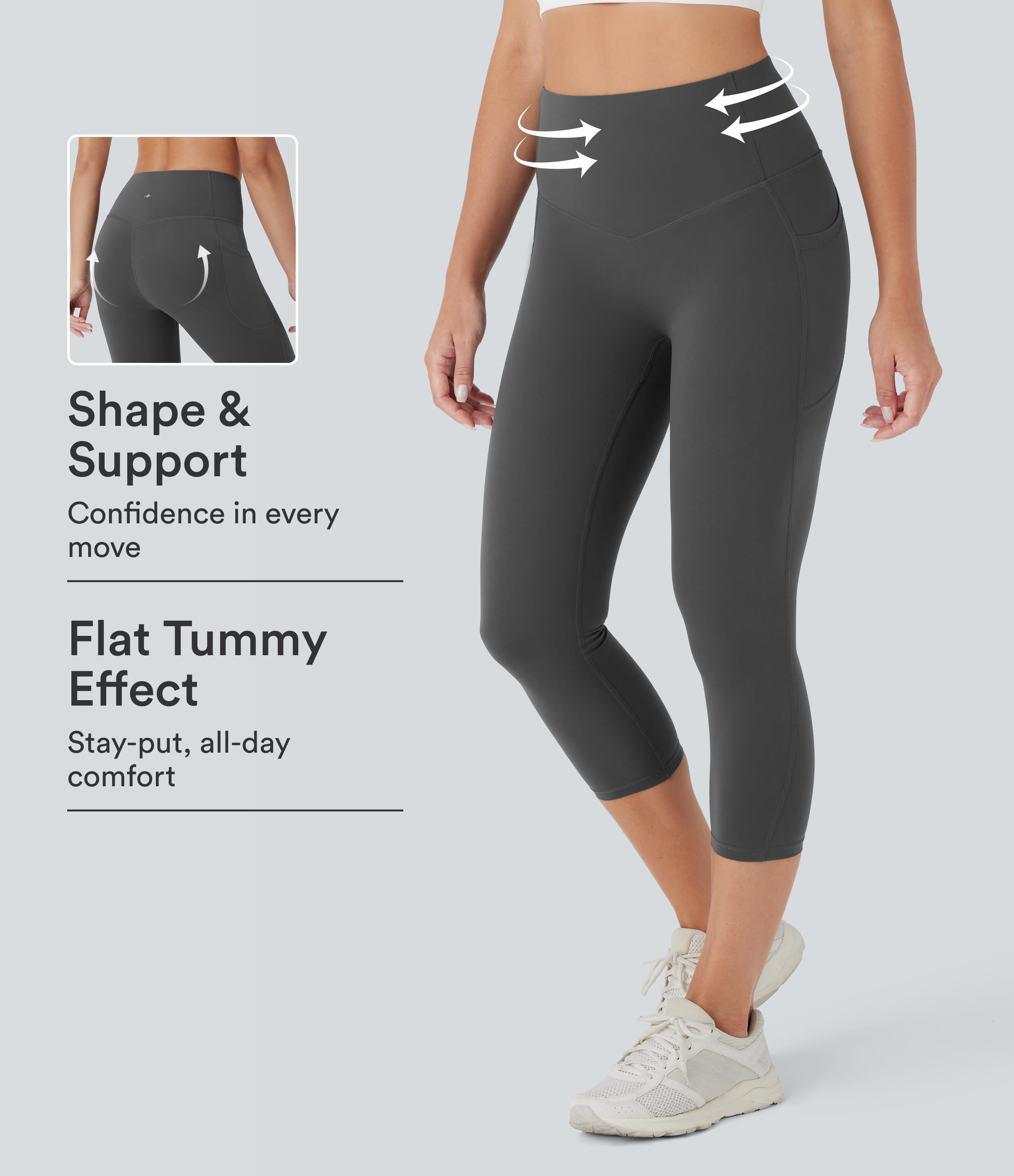 Halara UltraSculpt™ High Waisted Butt Lifting Tummy Control Pocket Shaping Capri Training Leggings