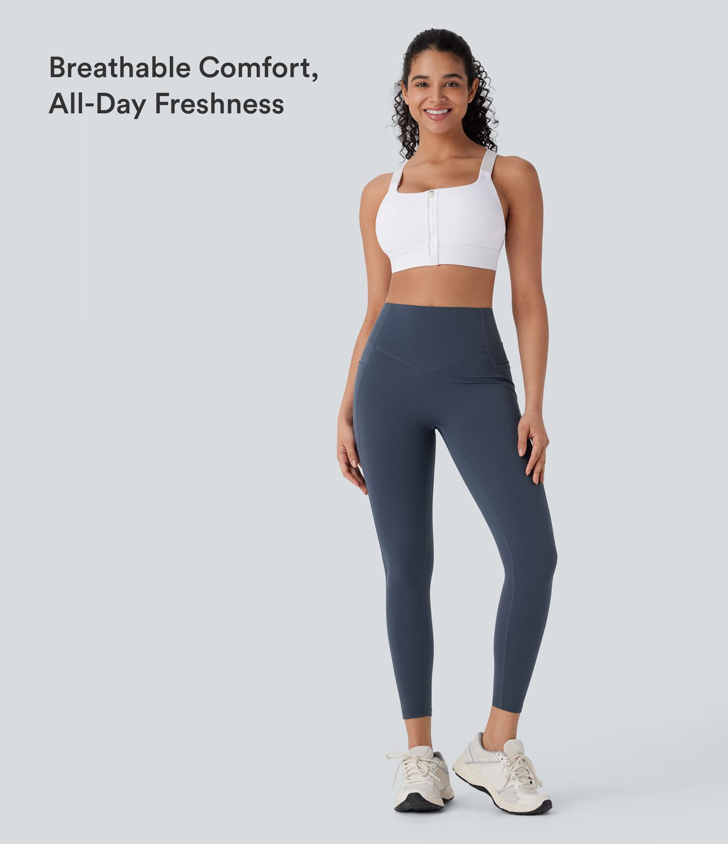 Carbon Halara UltraSculpt™ High-Waist Yoga-Leggings mit hohem Bund, bauchstützender Wirkung, Po‑Lifting, gerafften Taschen und figurformender Passform / 2
