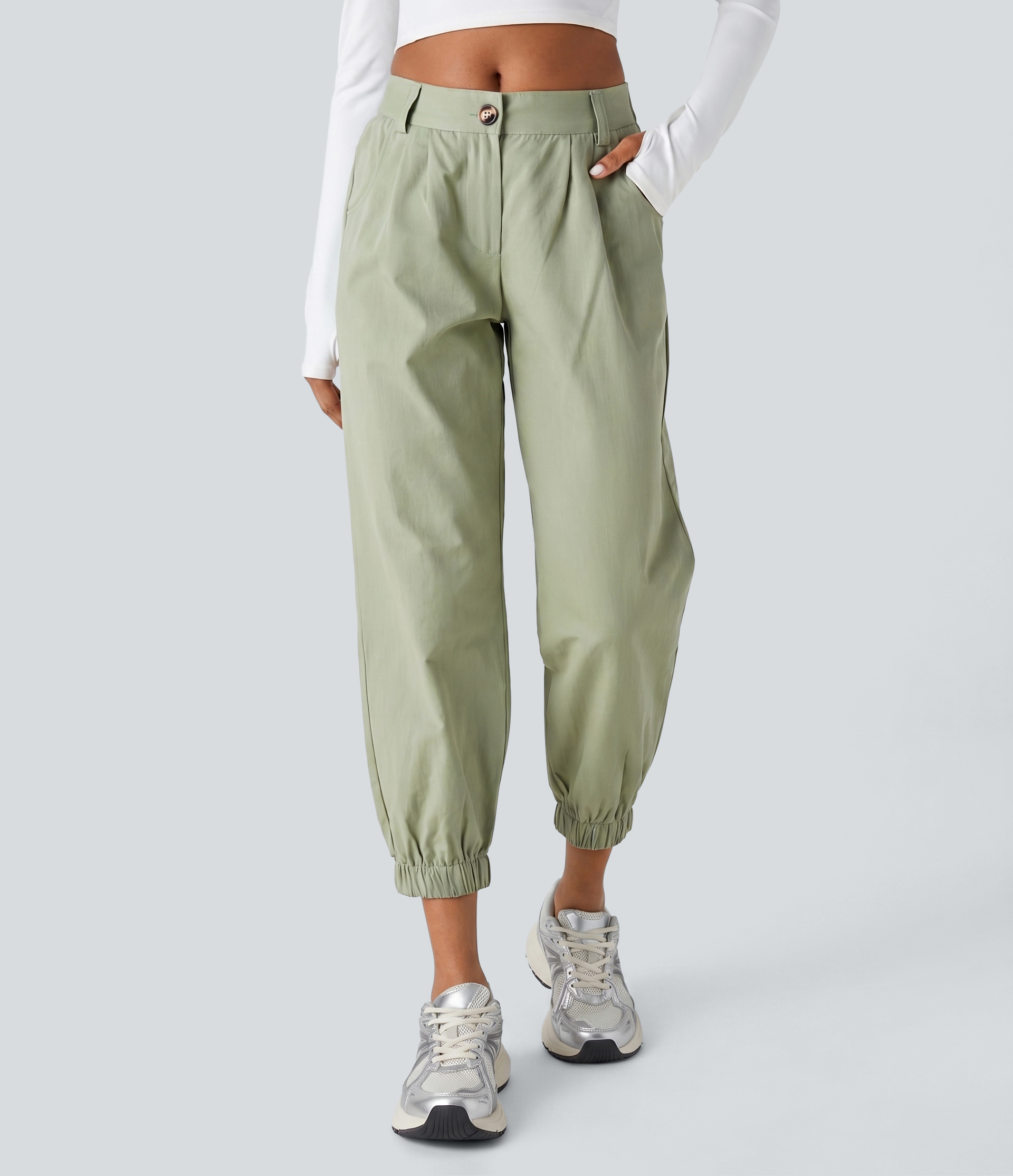 Mid Rise Casual Joggers with Pockets