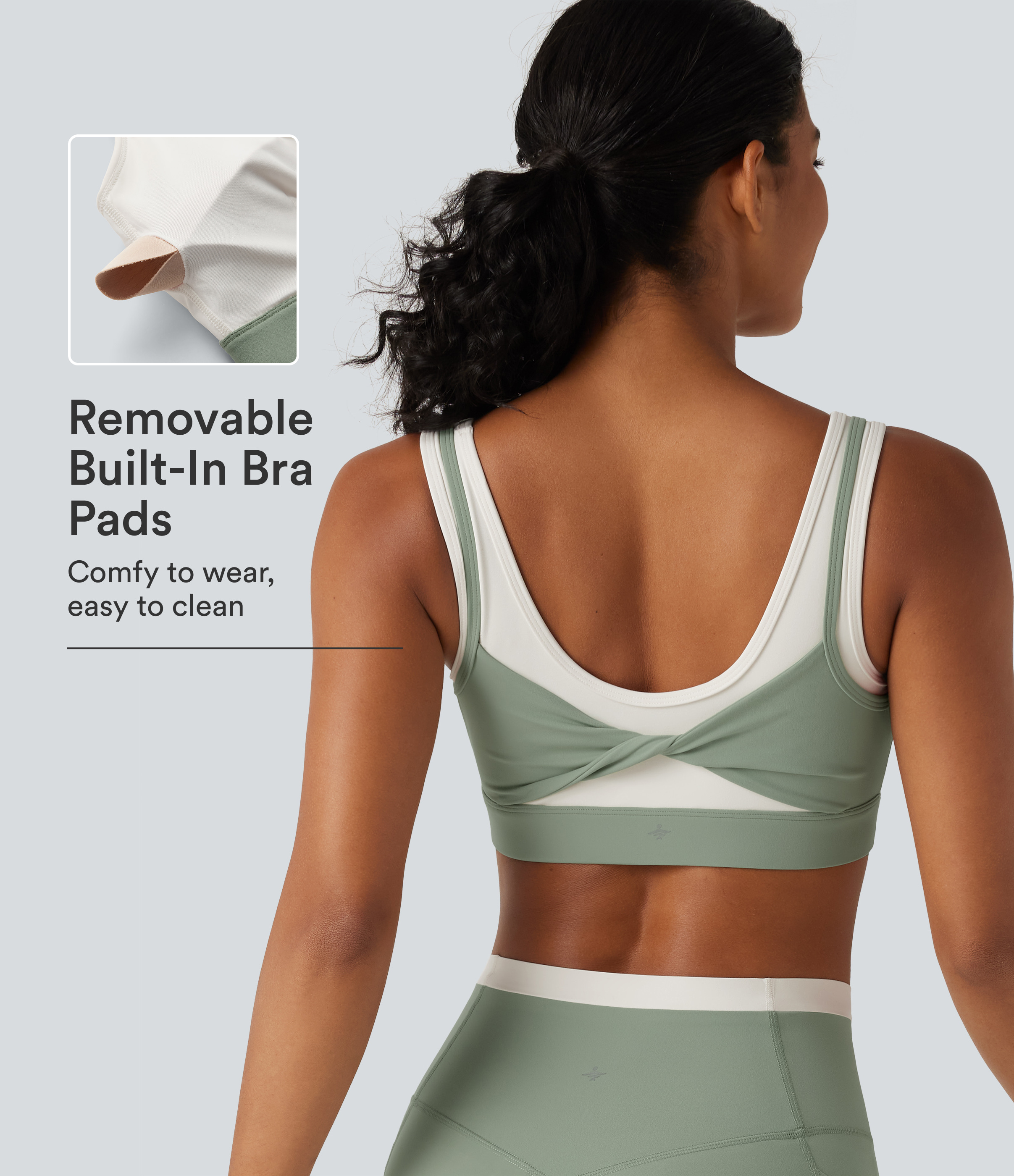 Halara UltraSculpt™ Medium Support U Neck Built-in Bra Twisted Color Block Yoga Sports Bra