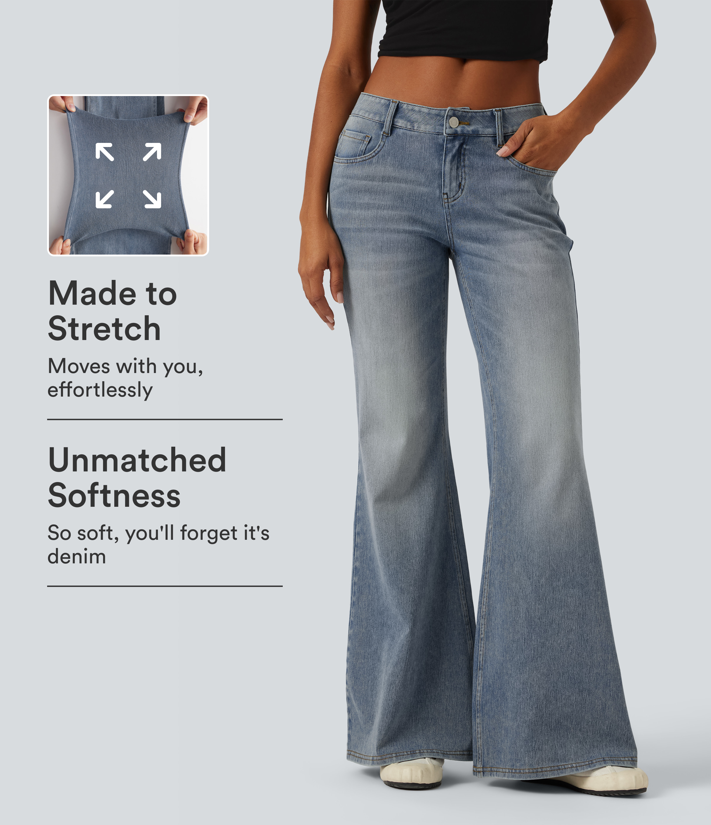 Halara Flex™ Low Rise Flare Casual Jeans with Pockets
