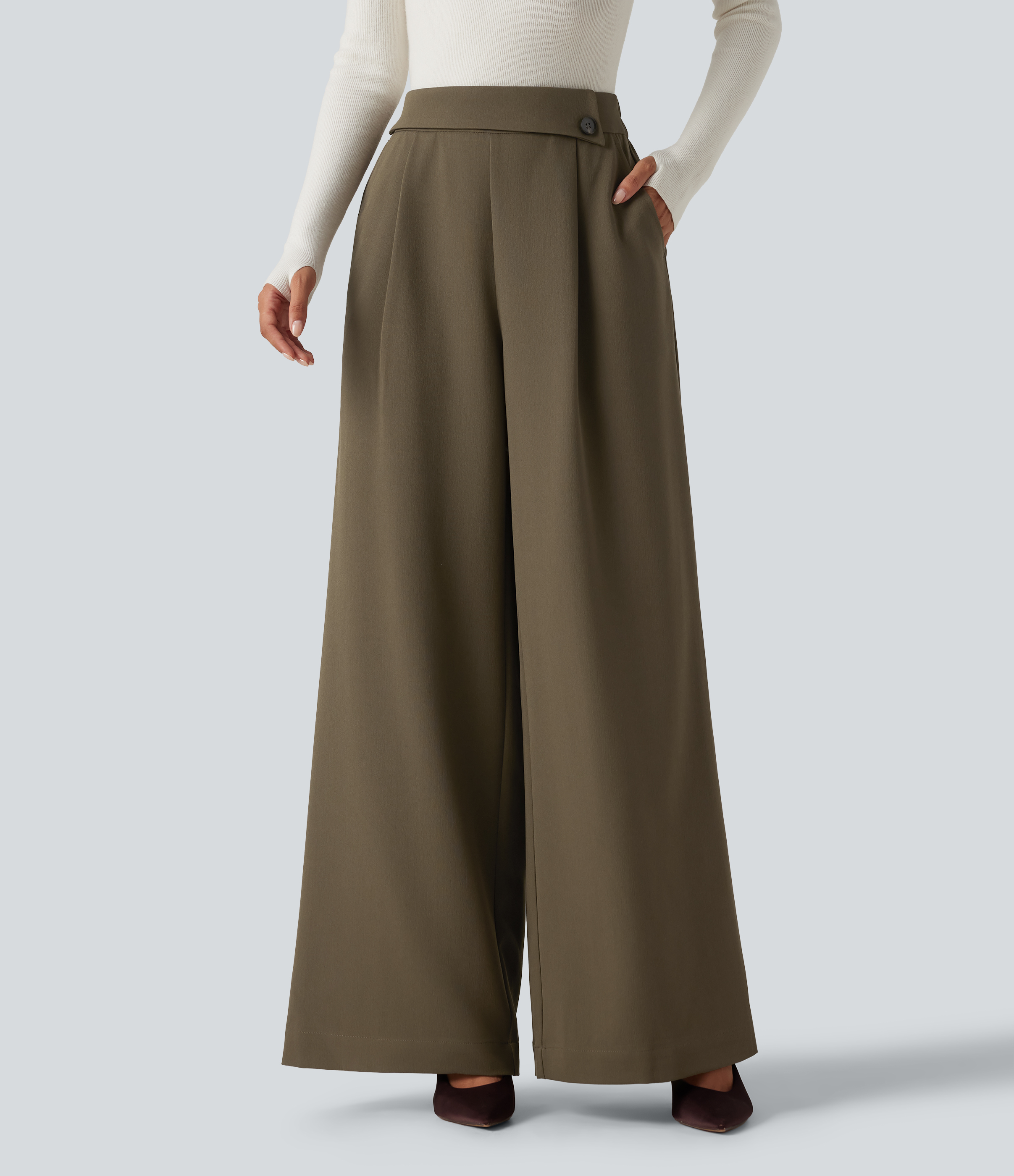 High Waisted Baggy Work Pants with Pockets