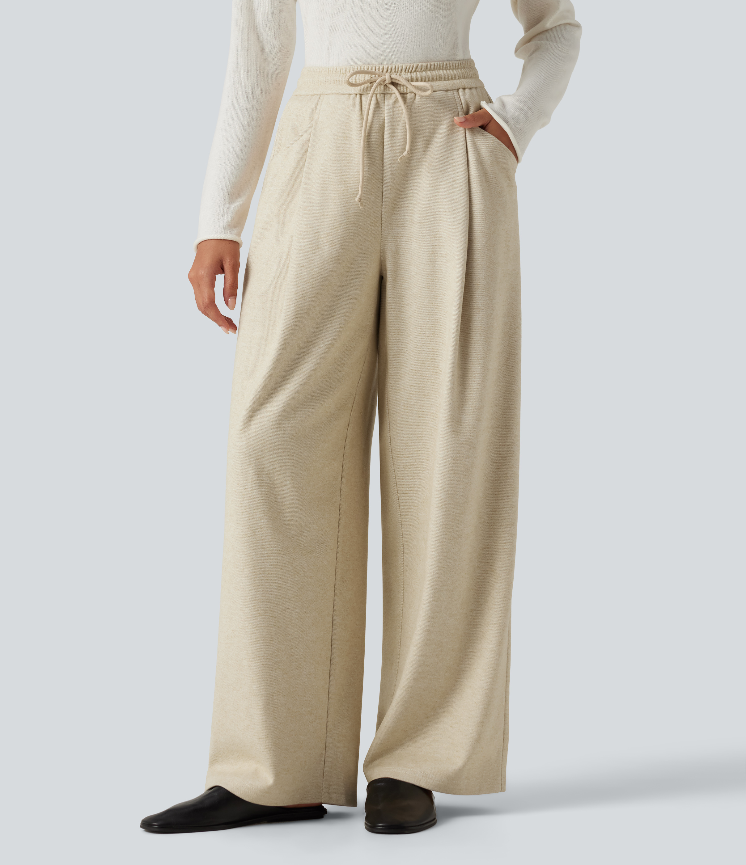 High Waisted Drawstring Baggy Work Pants with Pockets