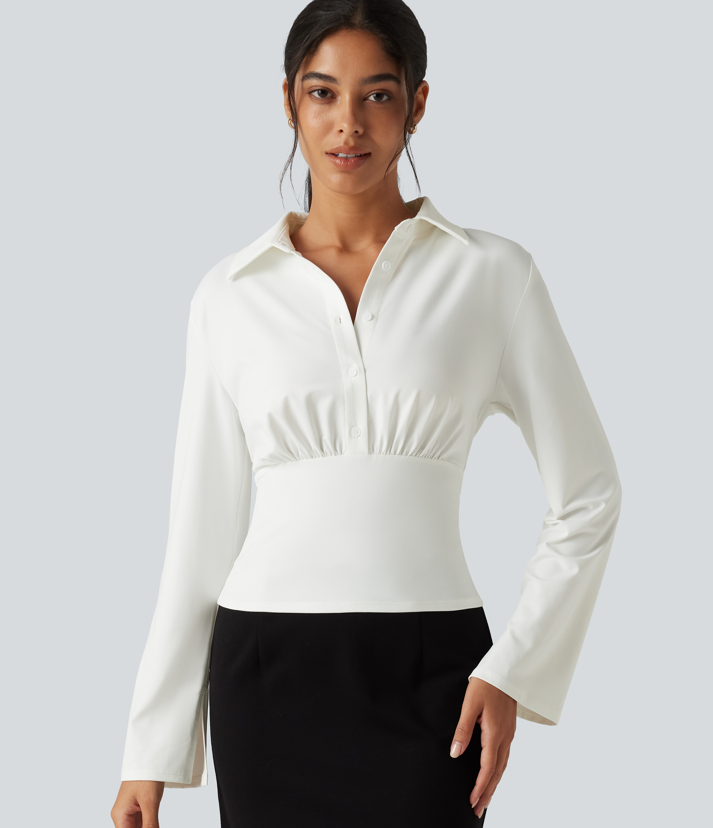 Flounce Long Sleeve Work Shirt